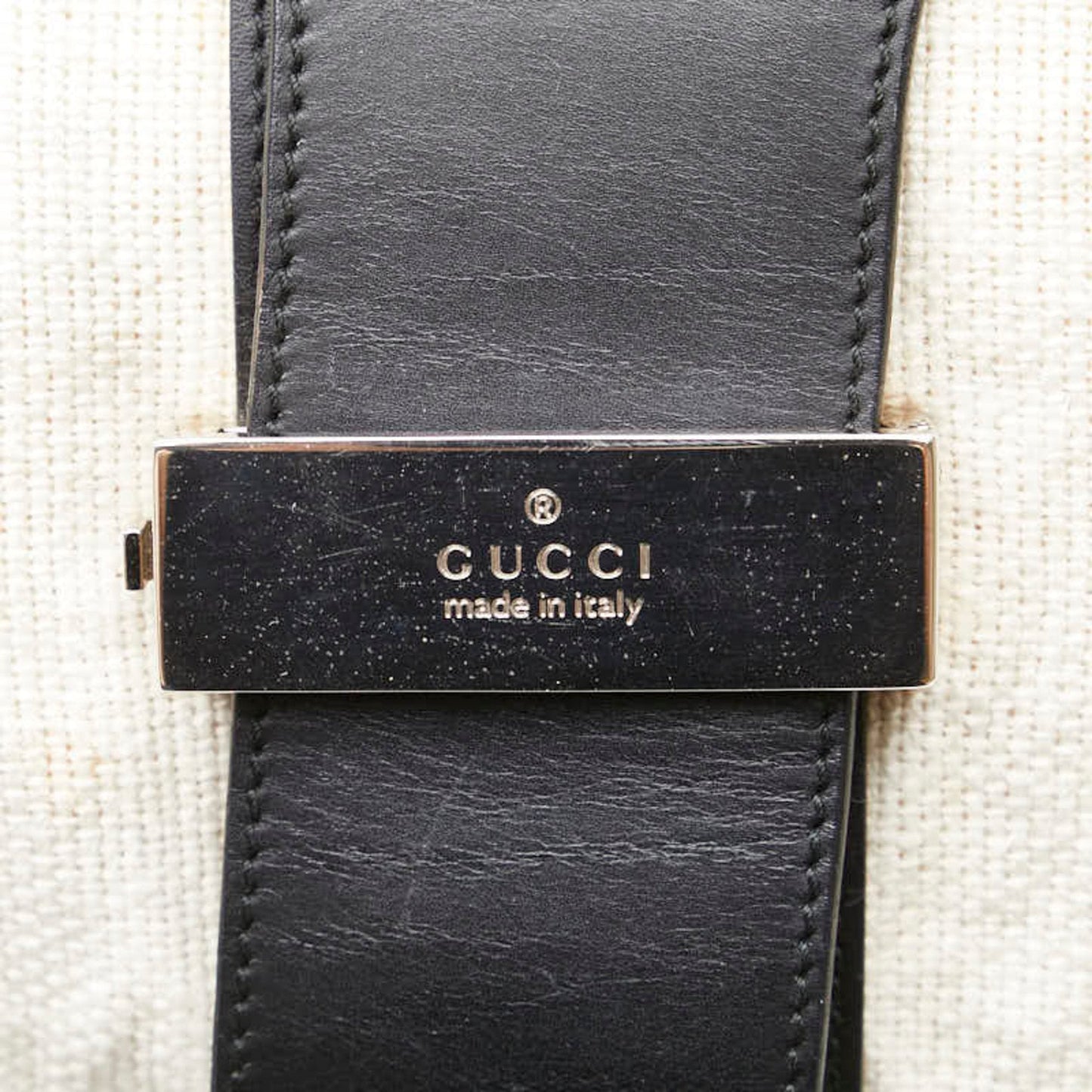Gucci Black Ivory Canvas Leather Handbag Shoulder Bag
