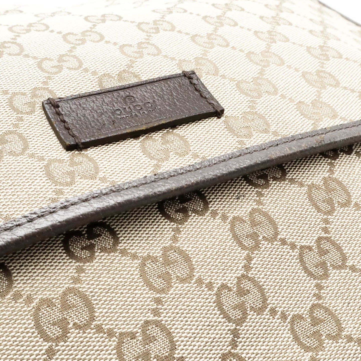 Gucci Beige Dark Brown Khaki Gg Canvas Leather Shoulder Bag