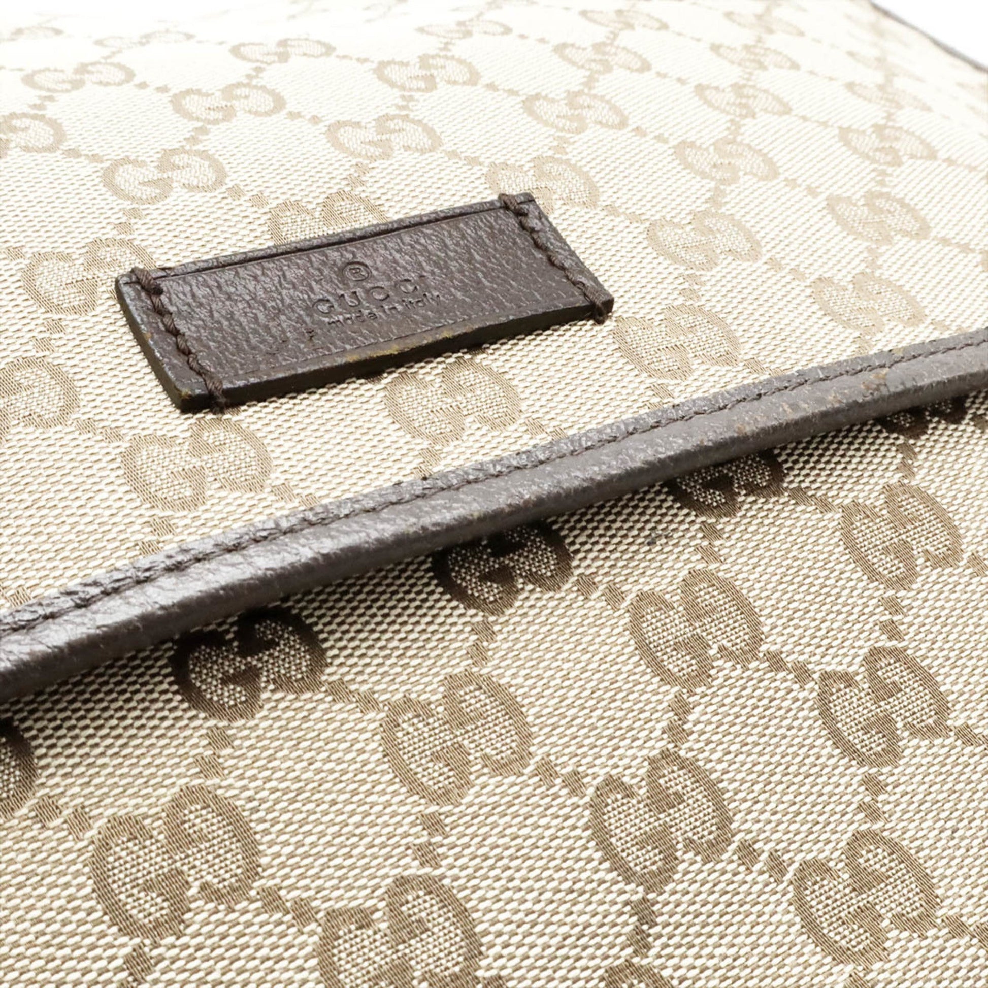 Gucci Beige Dark Brown Khaki Gg Canvas Leather Shoulder Bag