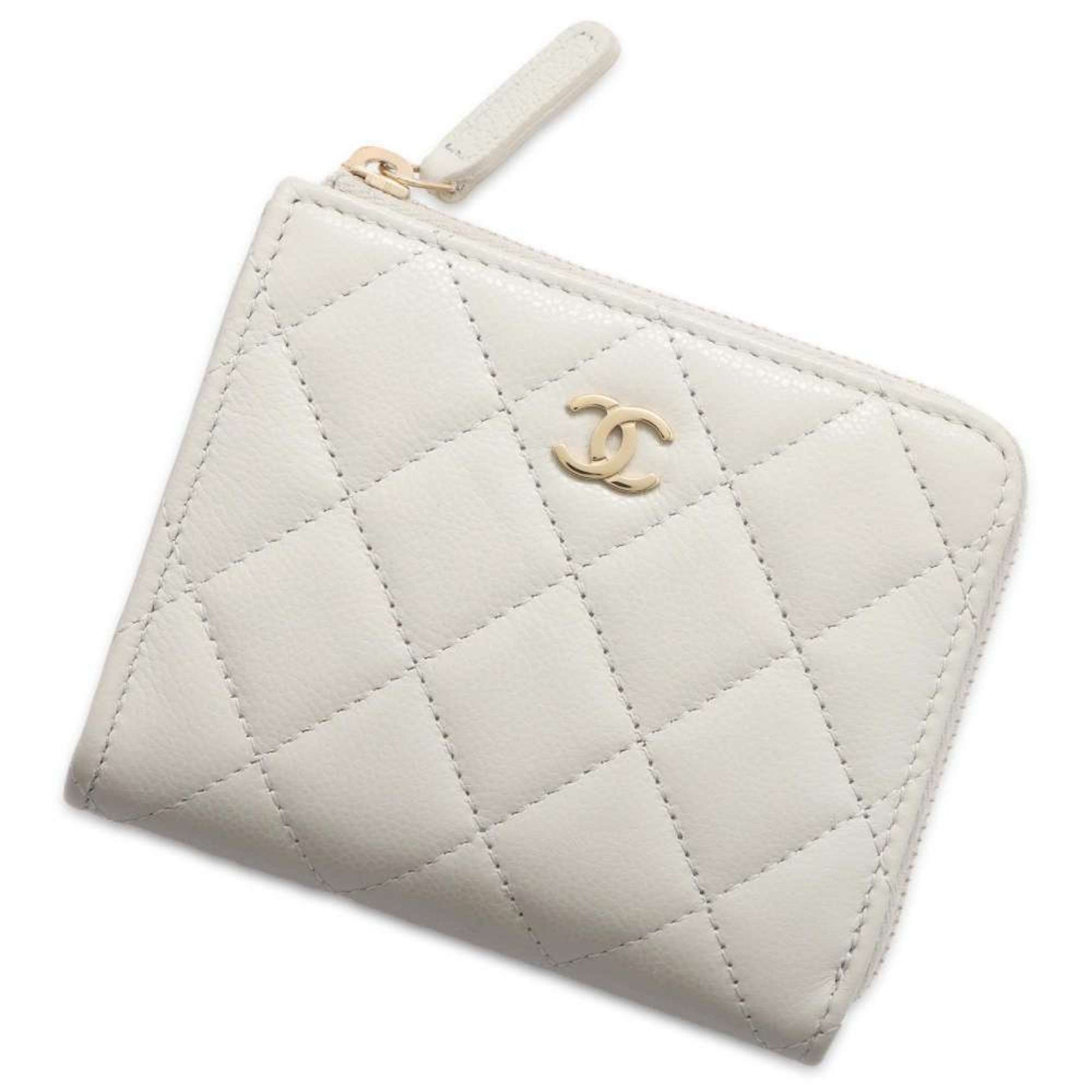 Chanel Wallet/Coin Case Coco Mark Matelasse Caviar Skin L Shape AP3999 Wallet Business Card Holder/Card Women's CHANEL WALLET