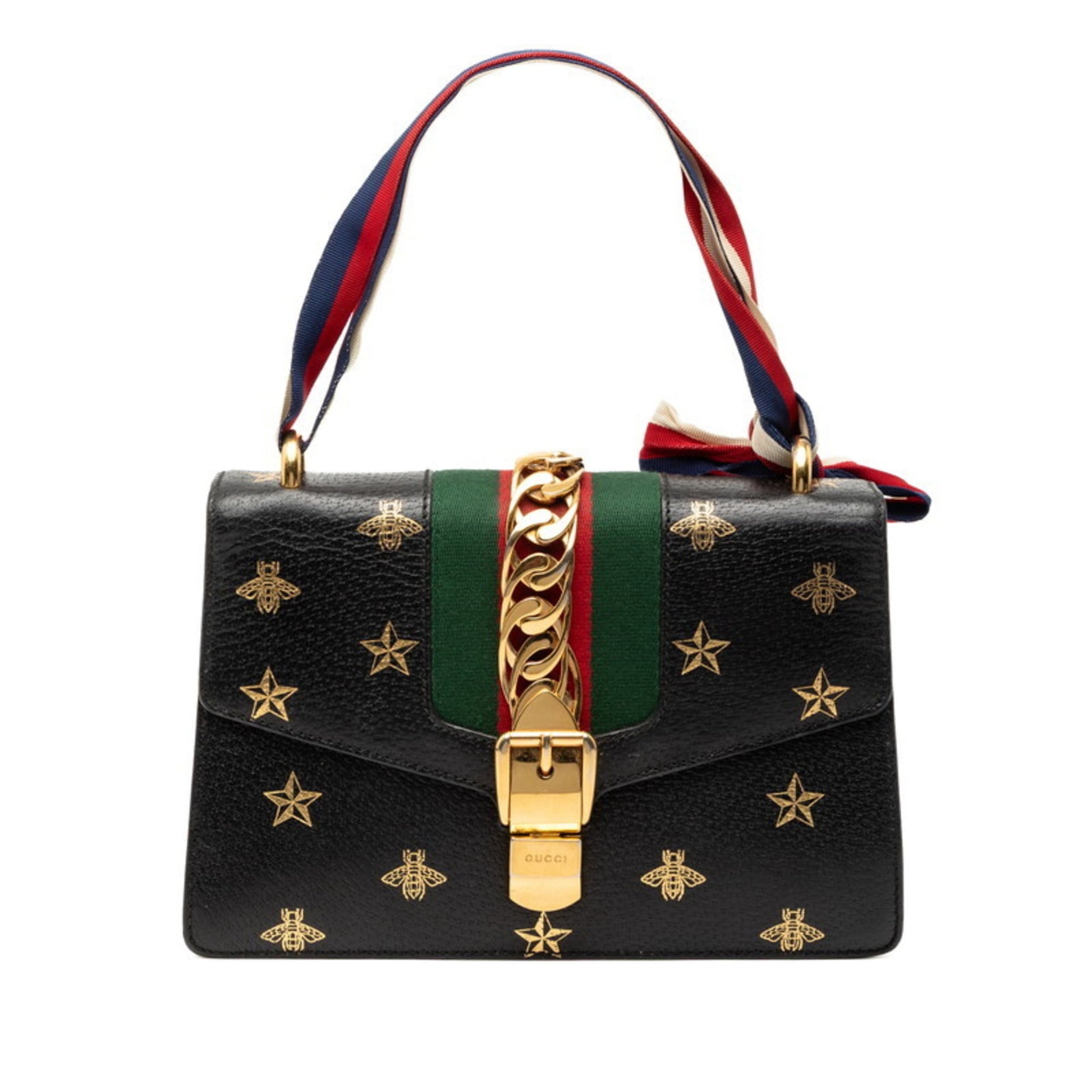 Gucci Black Multi-Color Leather Handbag