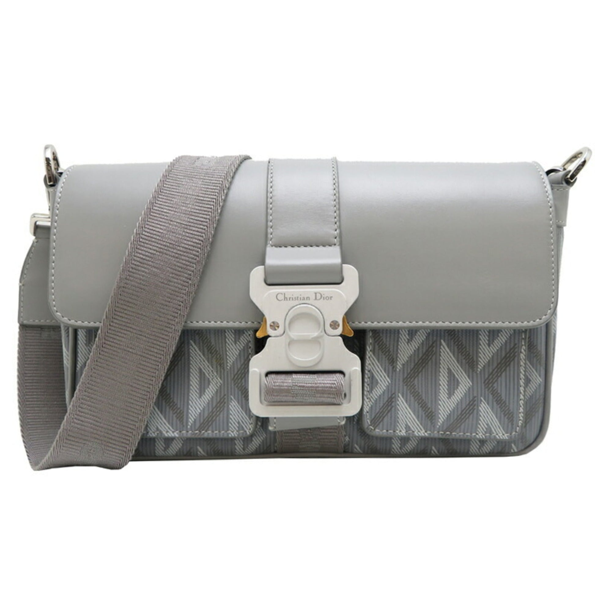 Dior Handbag Christian Shoulder Bag 4 Leather Gray