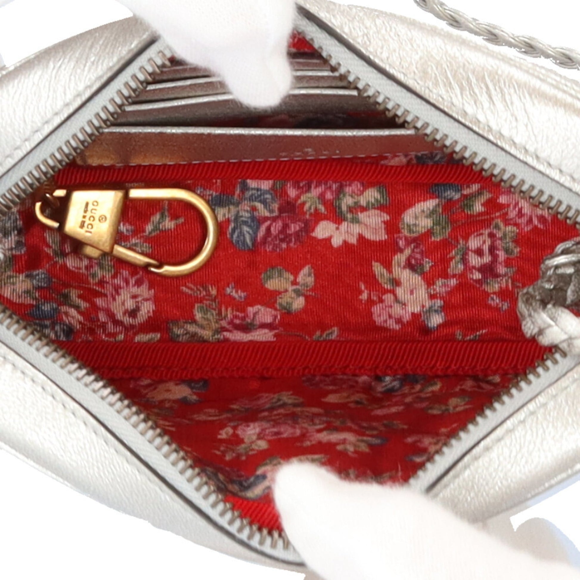 Gucci Silver Leather Shoulder Bag