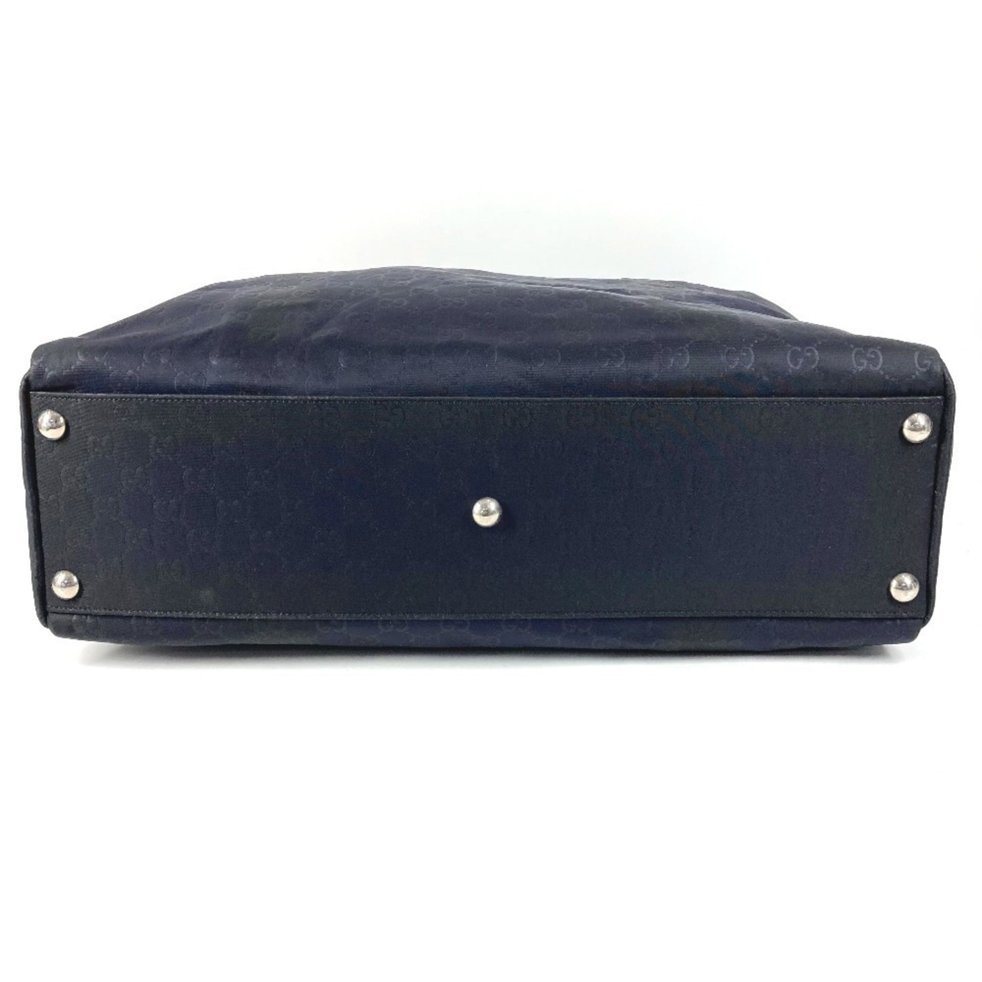 Gucci Brown Navy Nylon Leather Boston Bag