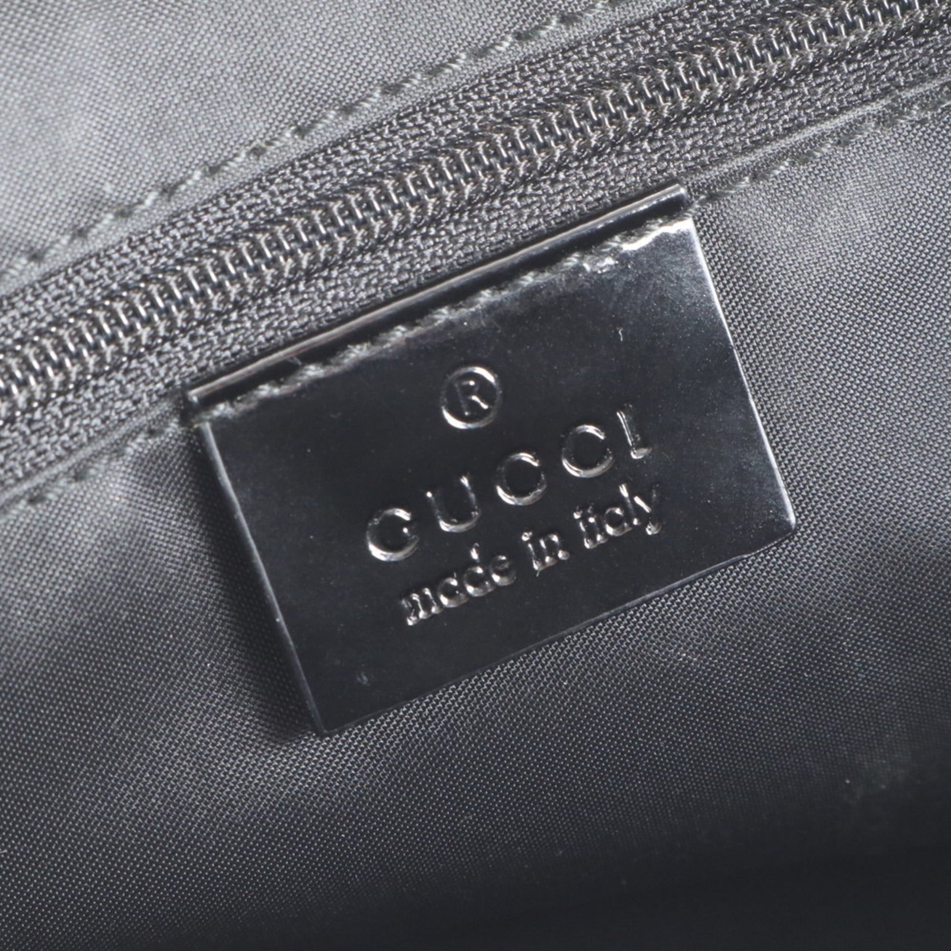 Gucci Black Leather Nylon Tote Bag