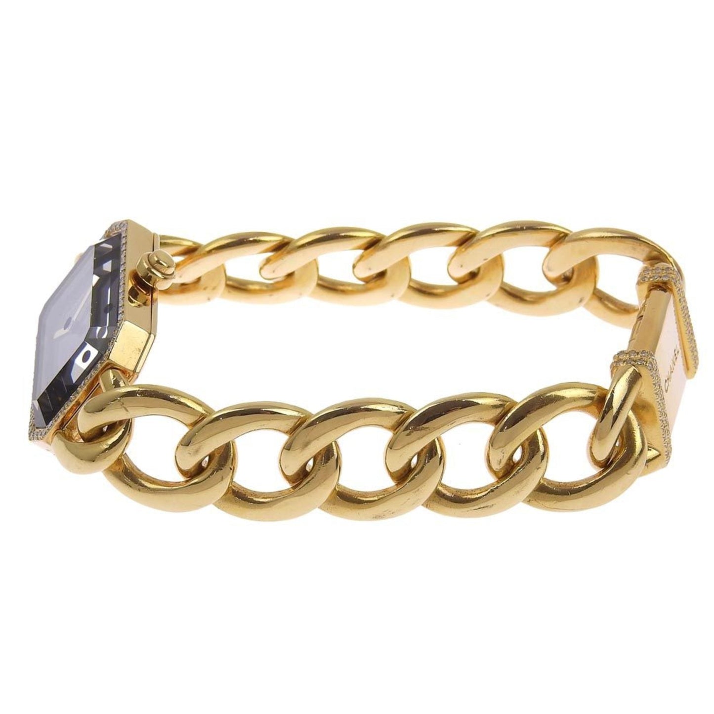 Chanel Premiere Xl Watch Diamond Bezel H0113 K18 Yellow Gold X Quartz Analog Display Ladies Black Dial Bag