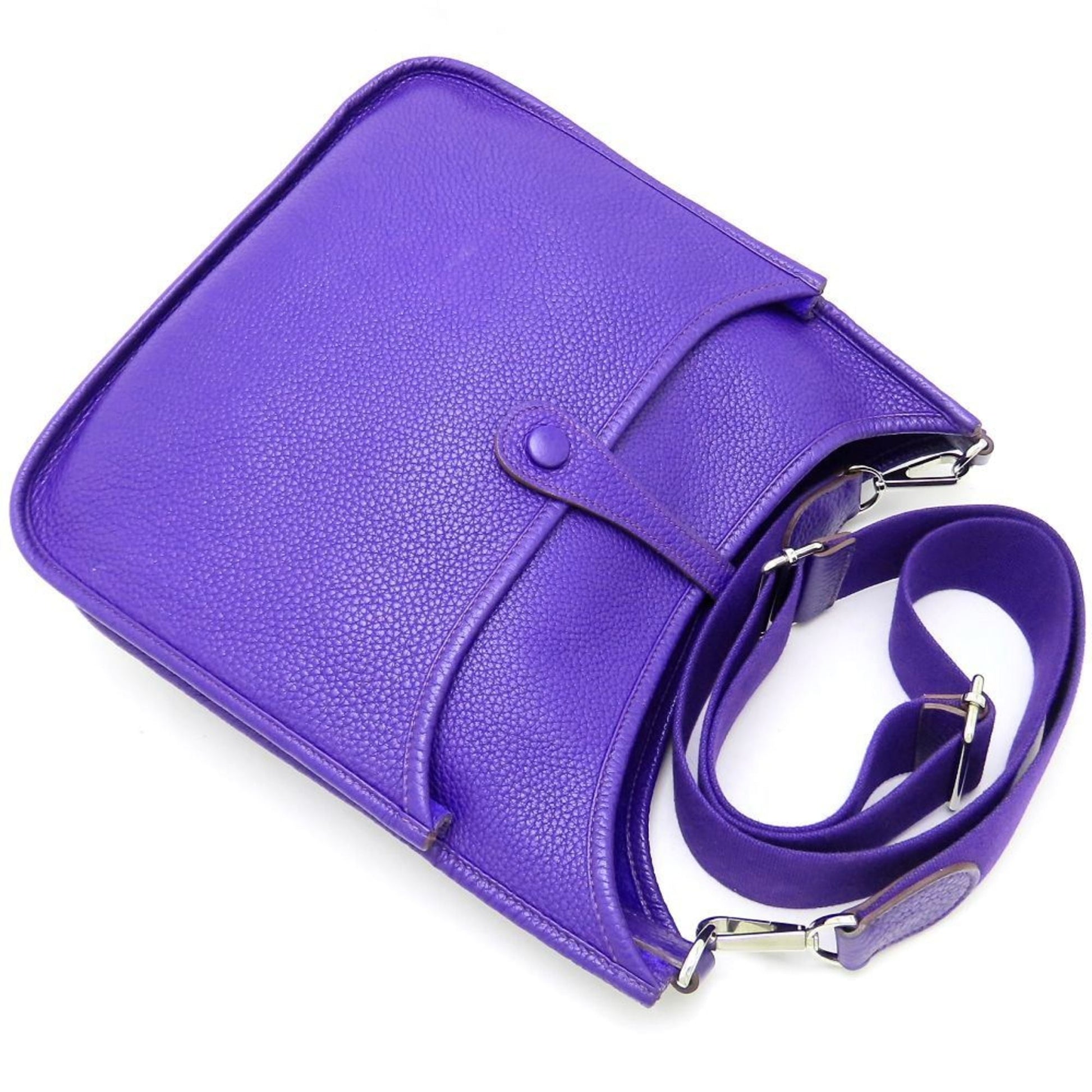Hermes Evelyne Taurillon Clemence Shoulder Bag Leather Purple