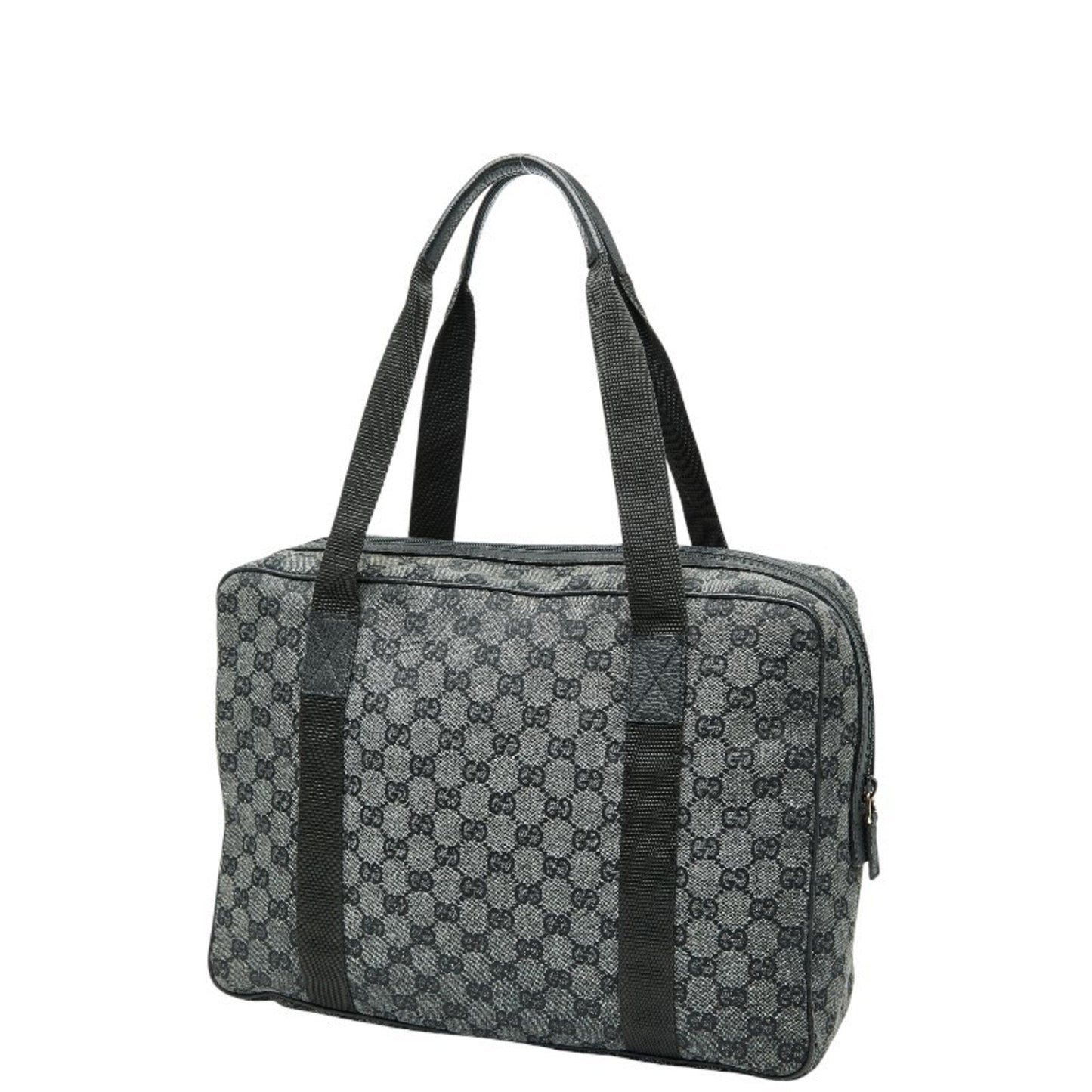 Gucci Black Gray Canvas Leather Handbag