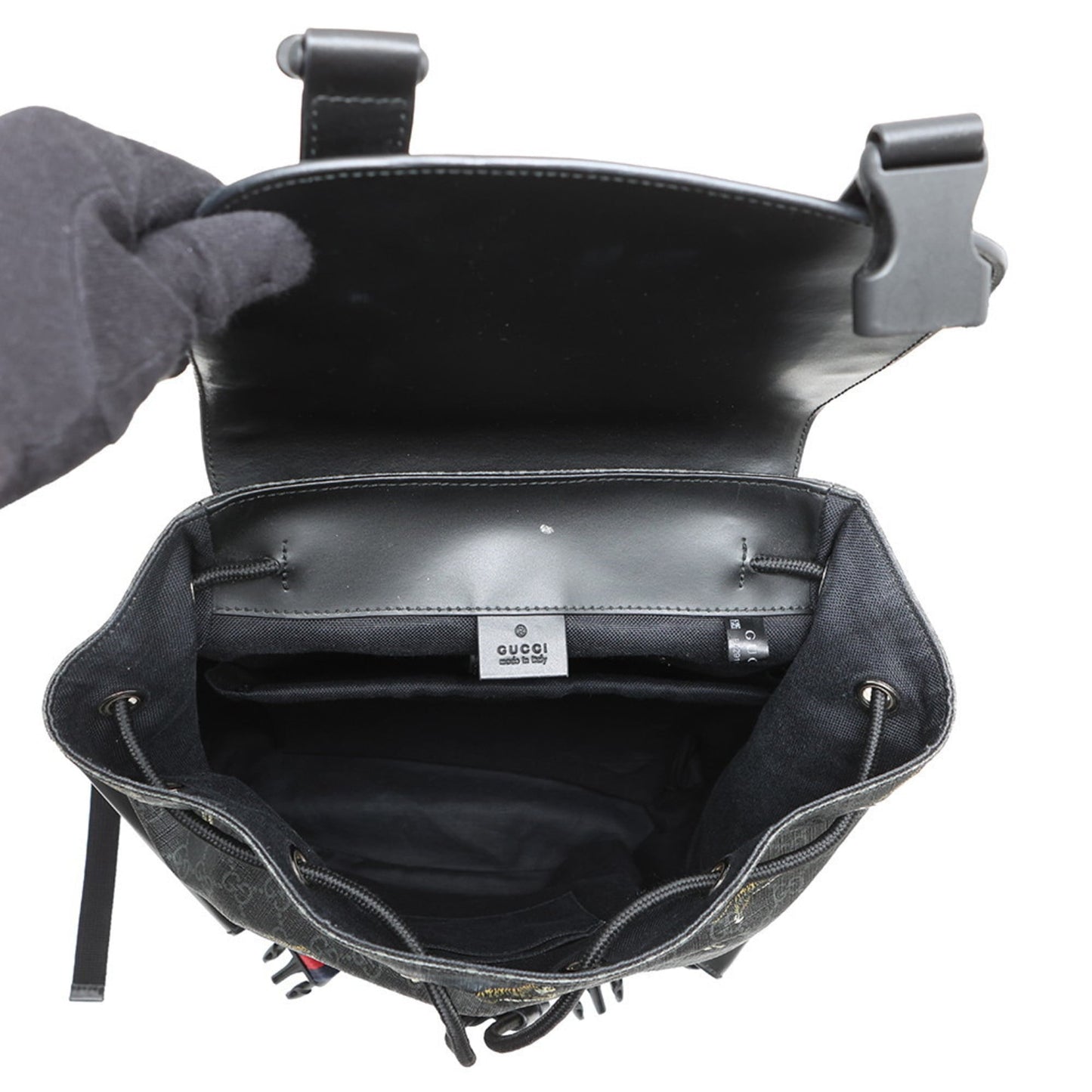 Gucci Sherry Line Black Gg Supreme Leather Backpack