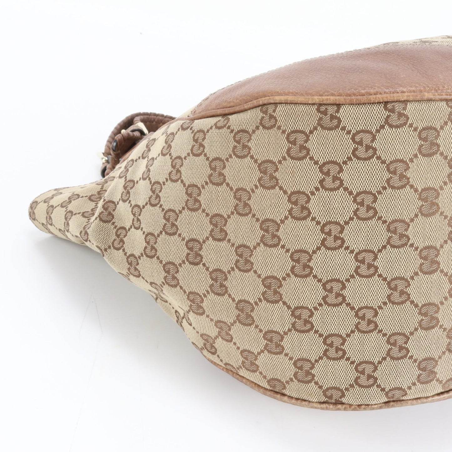 Gucci Brown Leather Canvas Tote Bag