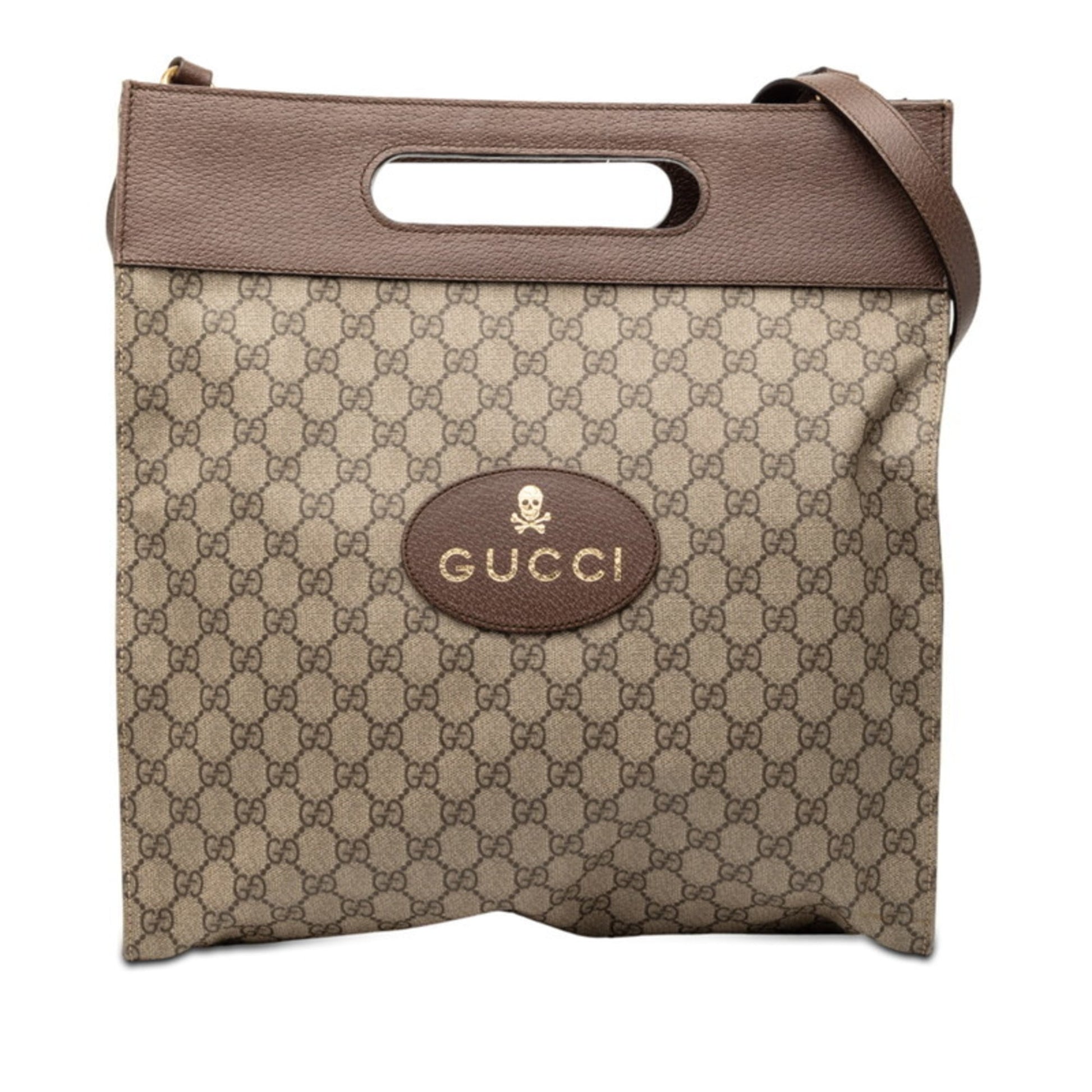 Gucci Beige Brown Gg Supreme Pvc Leather Shoulder Bag Tote Bag