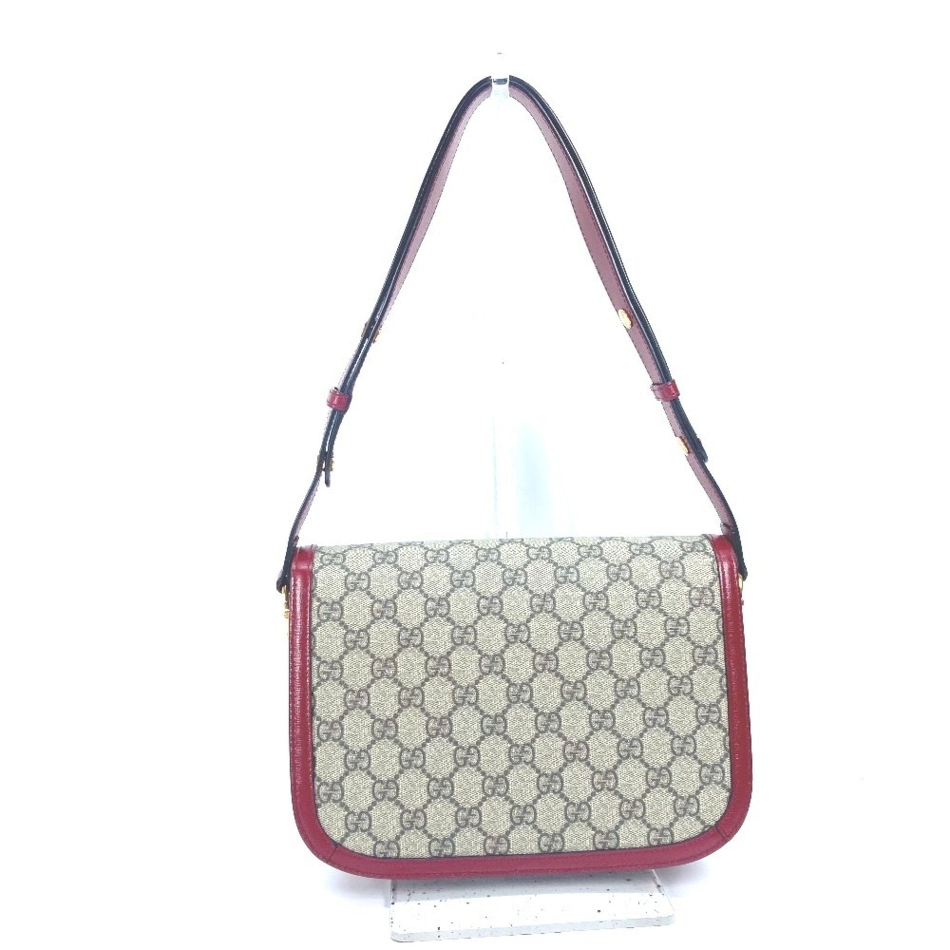 Gucci Beige Red Color Gg Supreme Leather Shoulder Bag