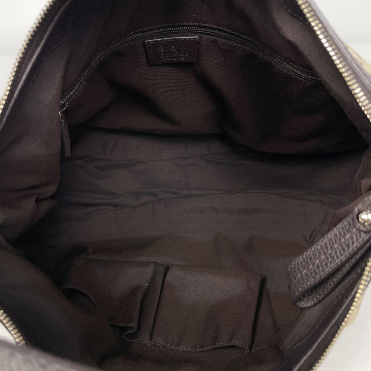 Gucci Beige Brown Gg Canvas Leather Shoulder Bag