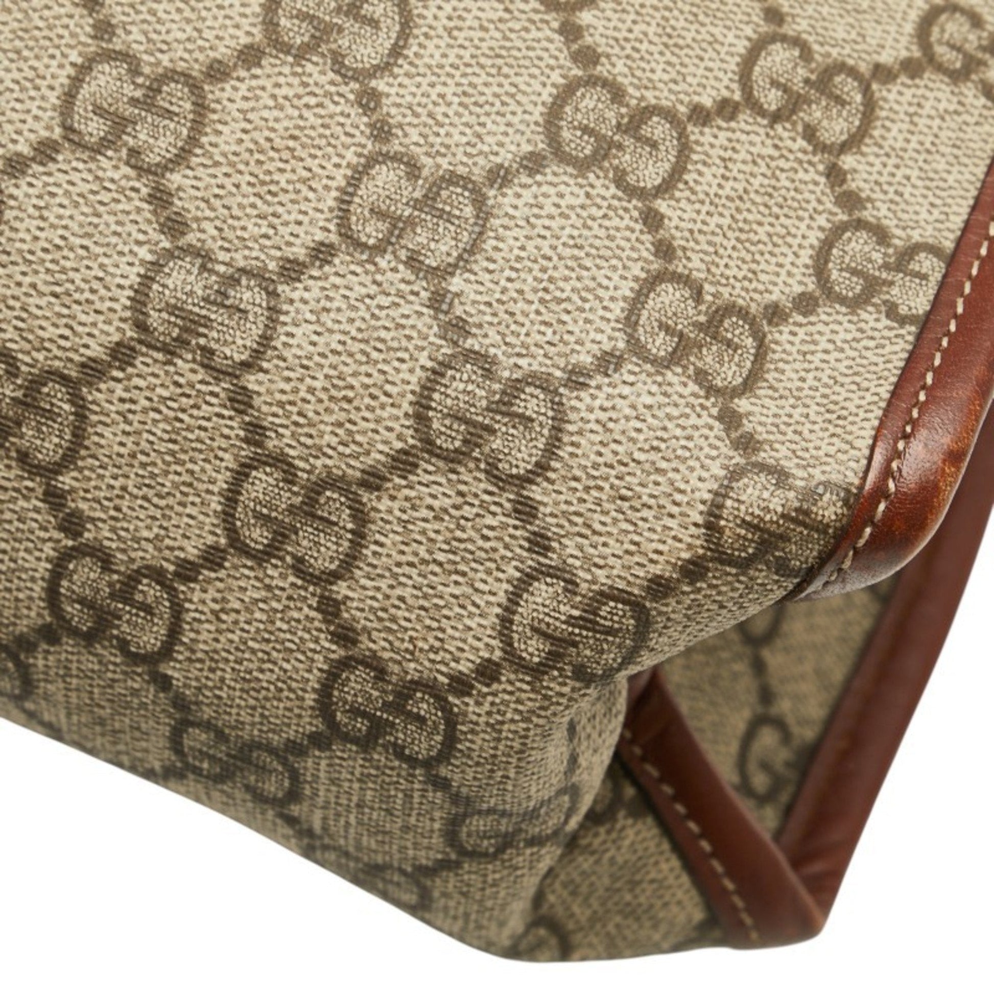 Gucci Beige Brown Pvc Leather Tote Bag