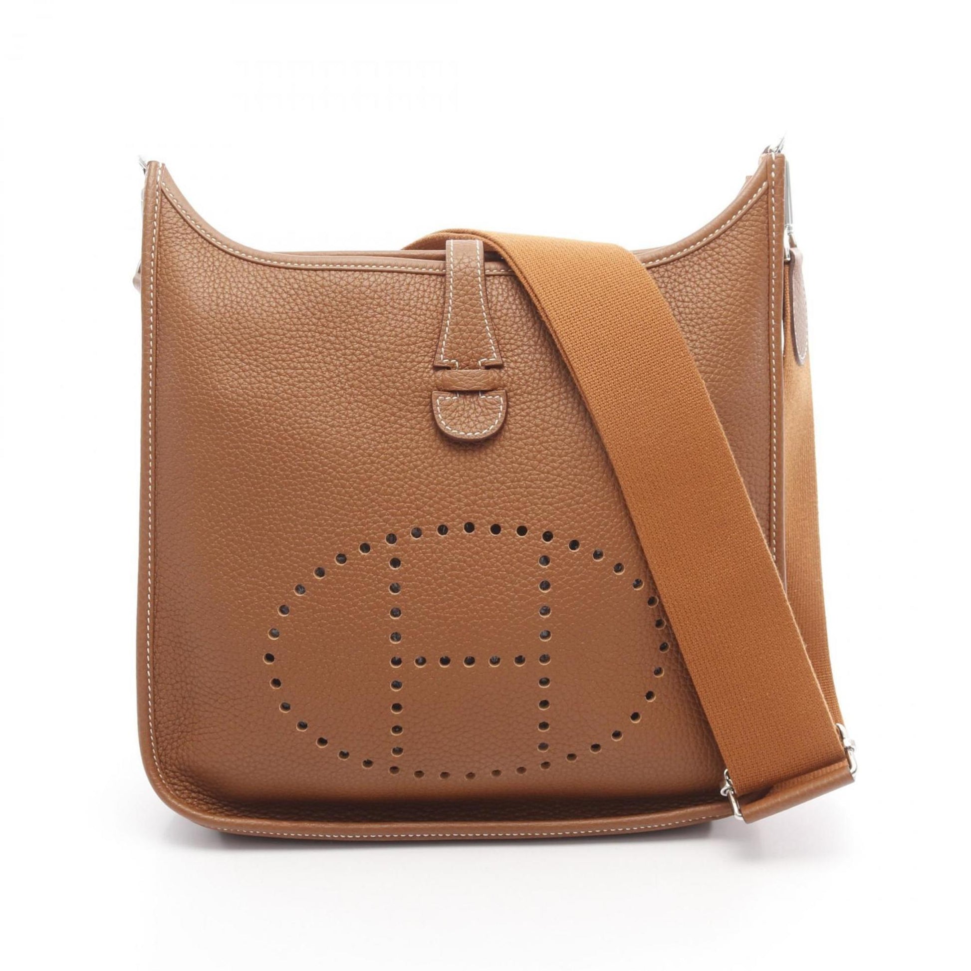 Hermes Taurillon Clemence Shoulder Bag Leather Brown Shoulder Bag 22