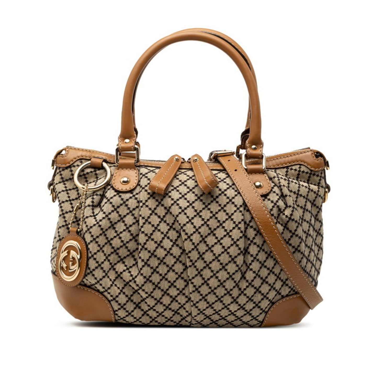 Gucci Beige Canvas Leather Handbag Shoulder Bag