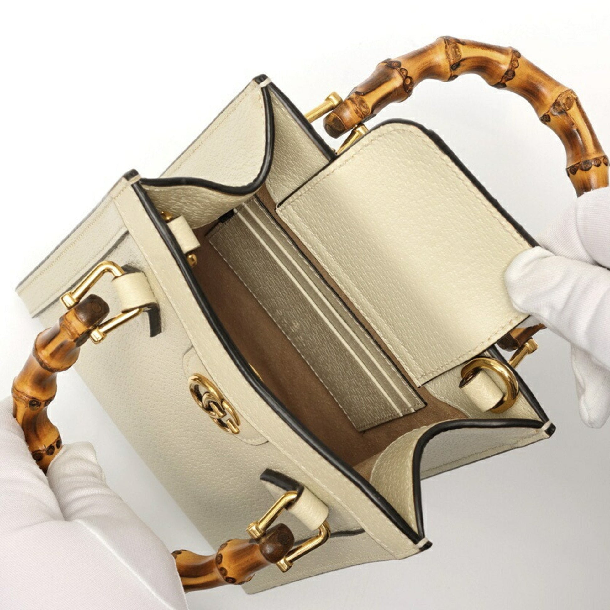 Gucci White Leather Shoulder Bag Tote Bag
