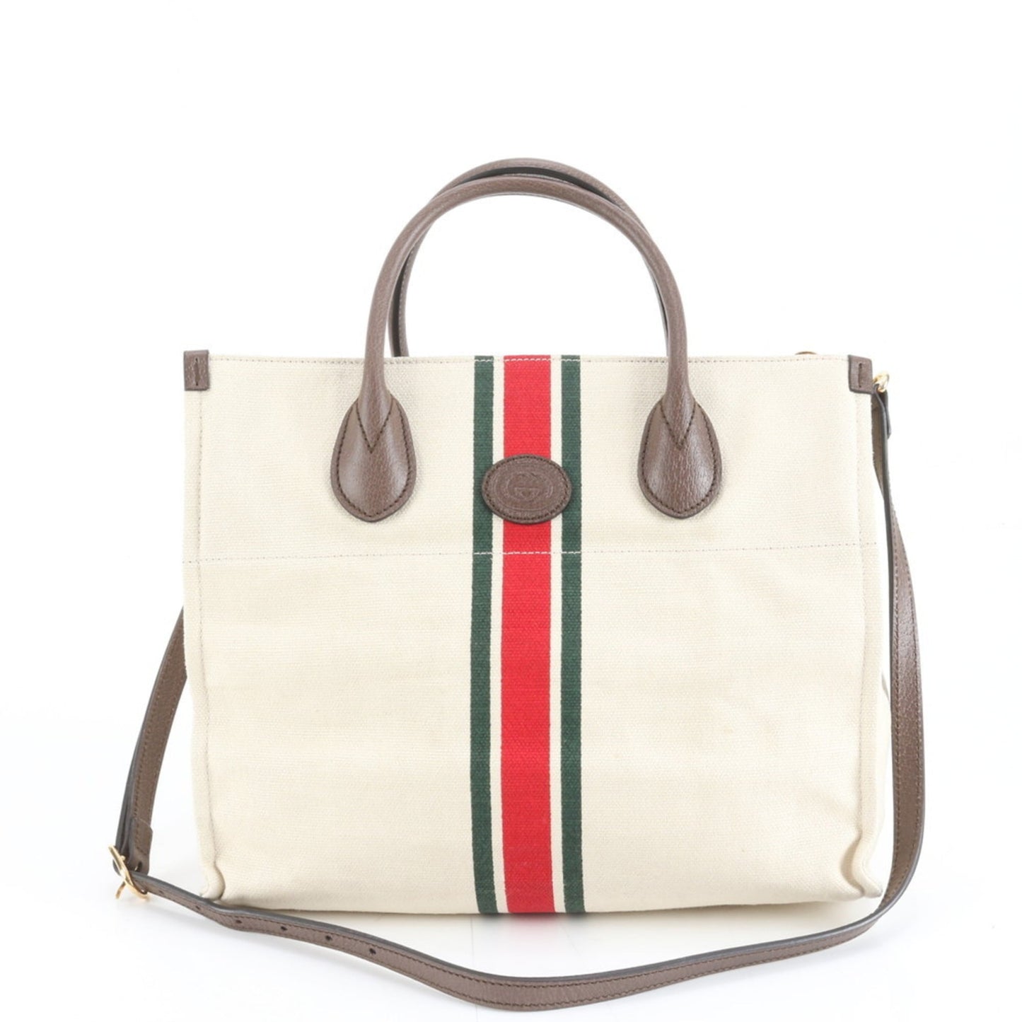 Gucci Ivory Leather Canvas Tote Bag
