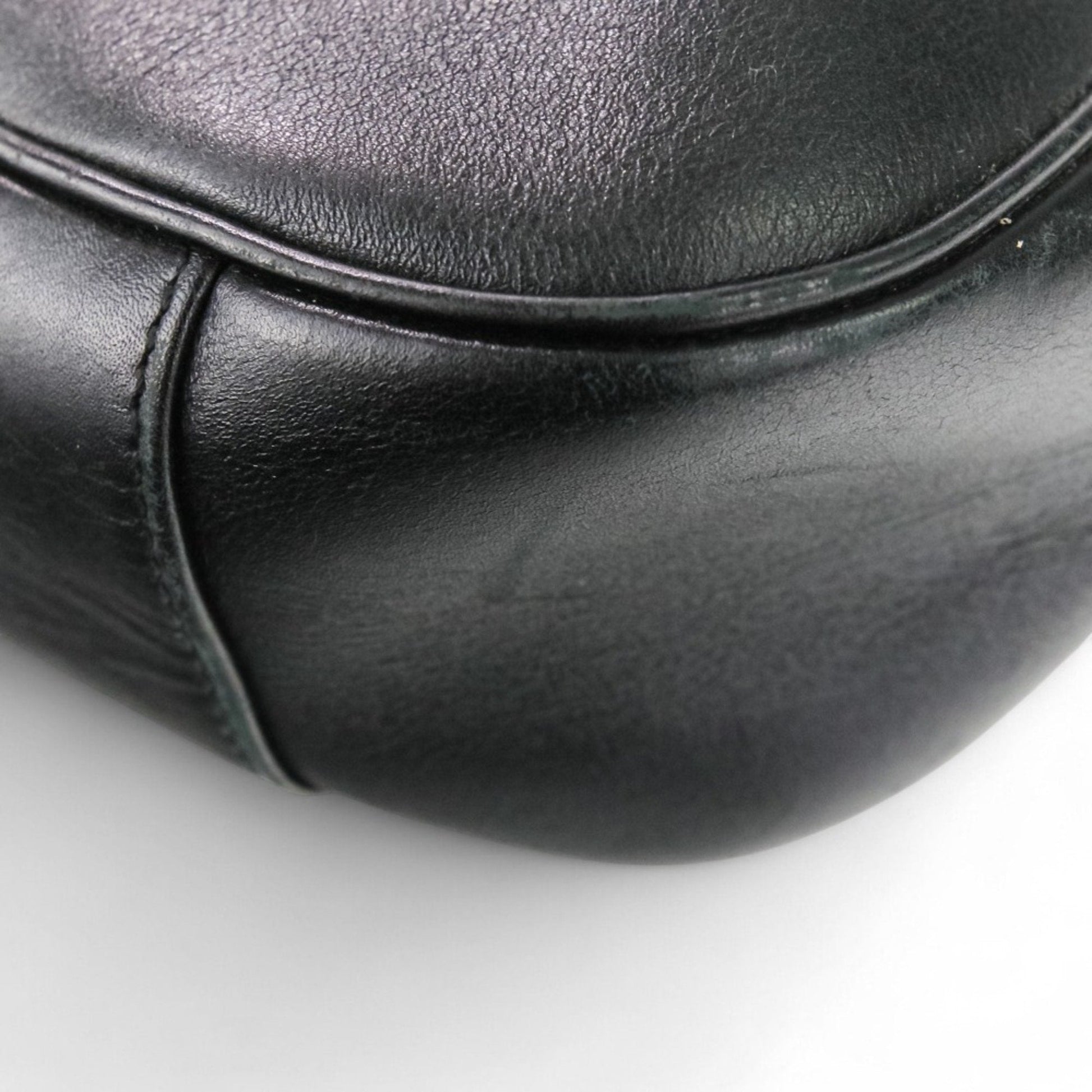 Gucci Black Leather Gg Canvas Handbag Shoulder Bag