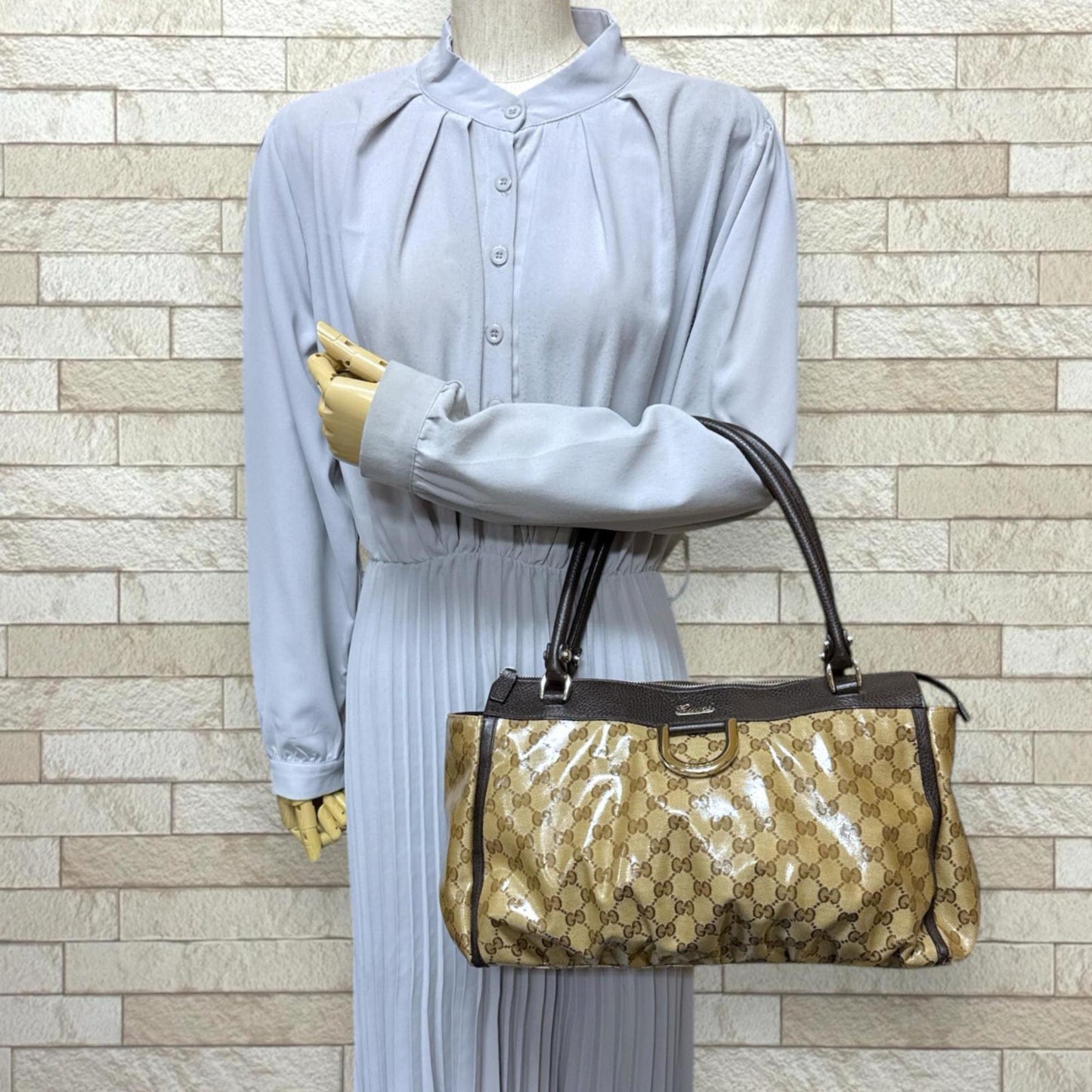 Gucci Brown Pvc Coated Canvas Tote Bag