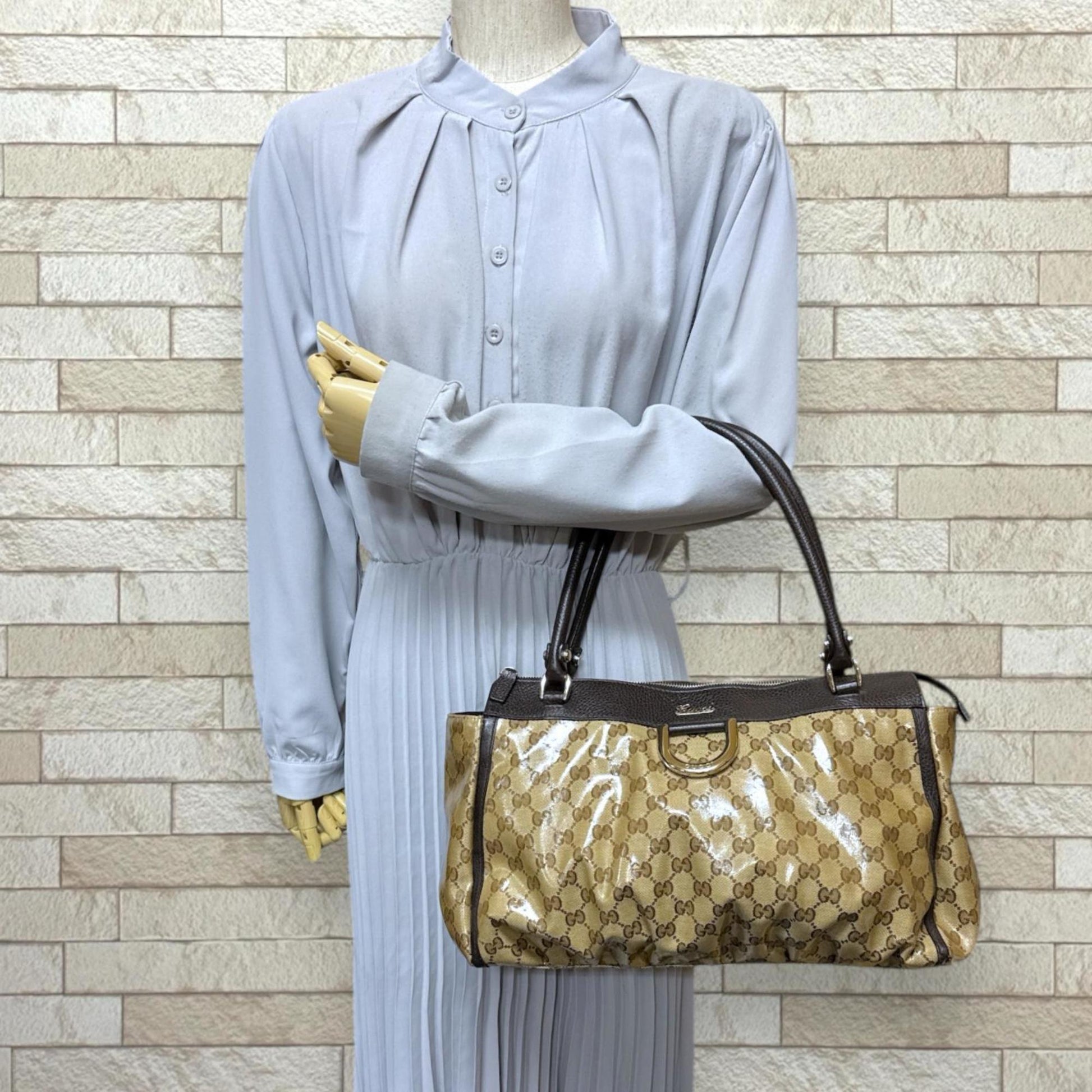 Gucci Brown Pvc Coated Canvas Tote Bag