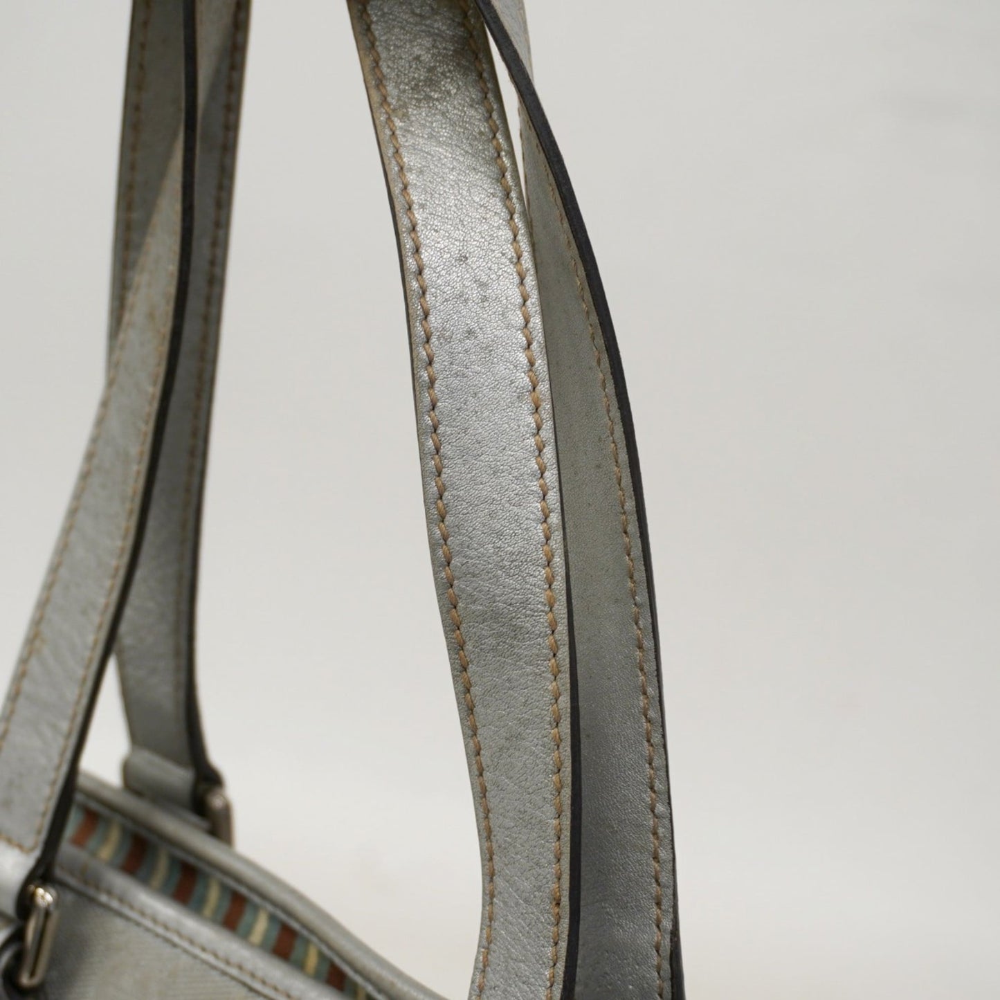 Gucci Silver Canvas Tote Bag