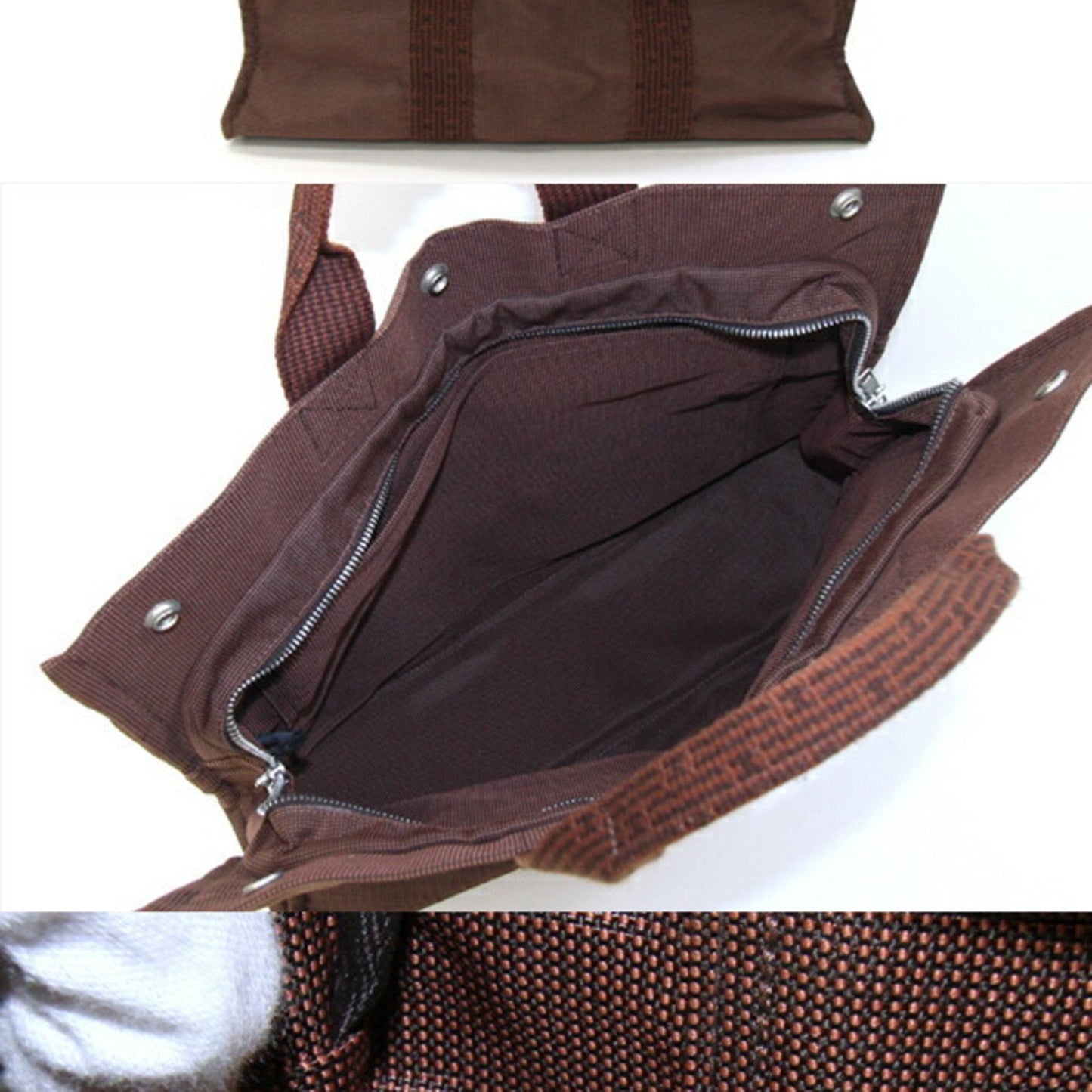 Hermes Handbag Tote Bag Canvas Brown Bag 5
