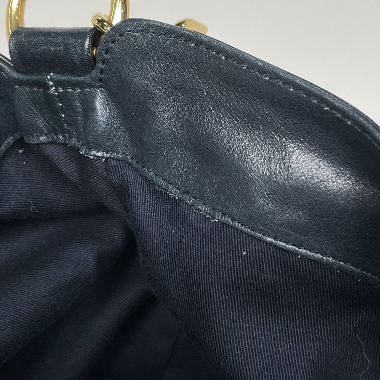 Gucci Navy Leather Shoulder Bag