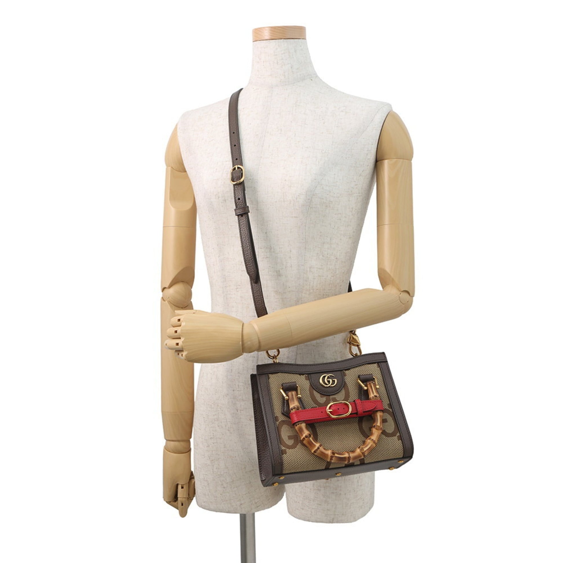 Gucci Beige Brown Gg Canvas Leather Handbag