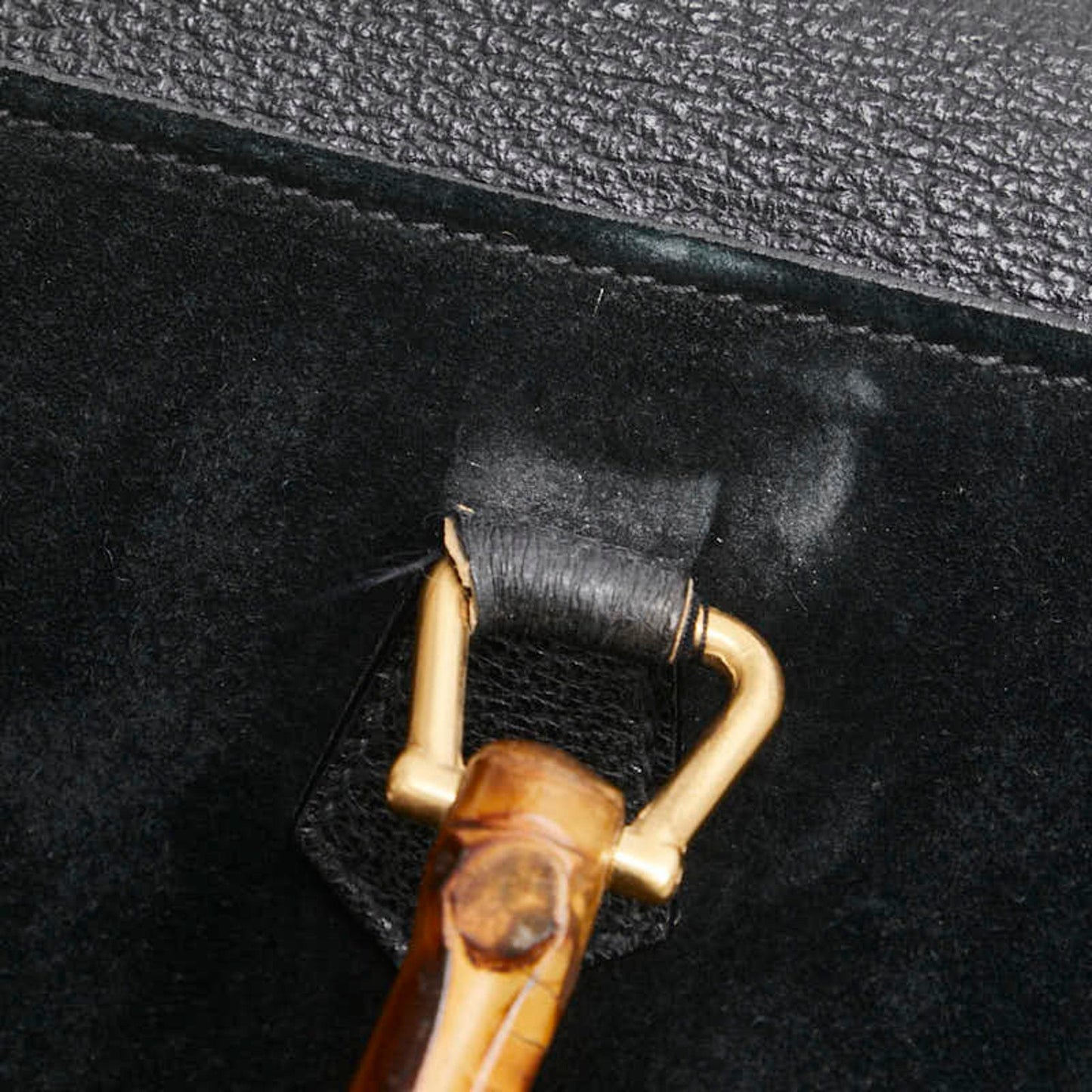 Gucci Bamboo Black Suede Leather Shoulder Bag Tote Bag