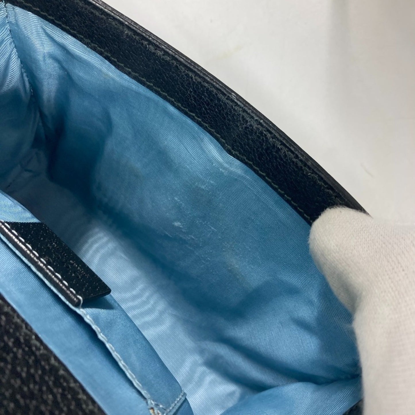 Gucci Black Gold Leather Pochette Shoulder Bag