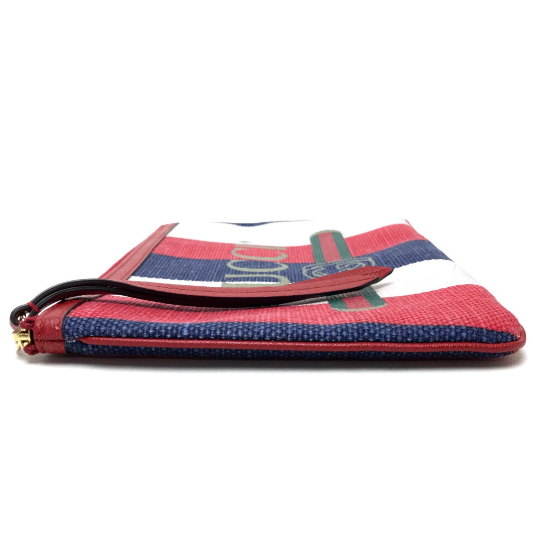 Gucci Red Color Canvas Leather Clutch Bag