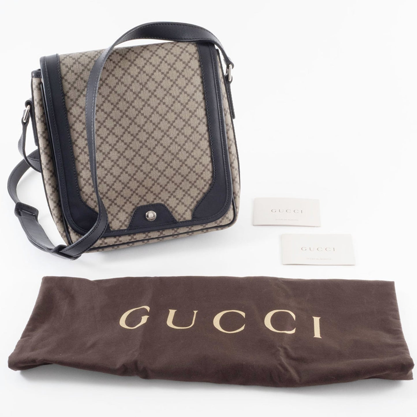 Gucci Beige Black Pvc Leather Shoulder Bag