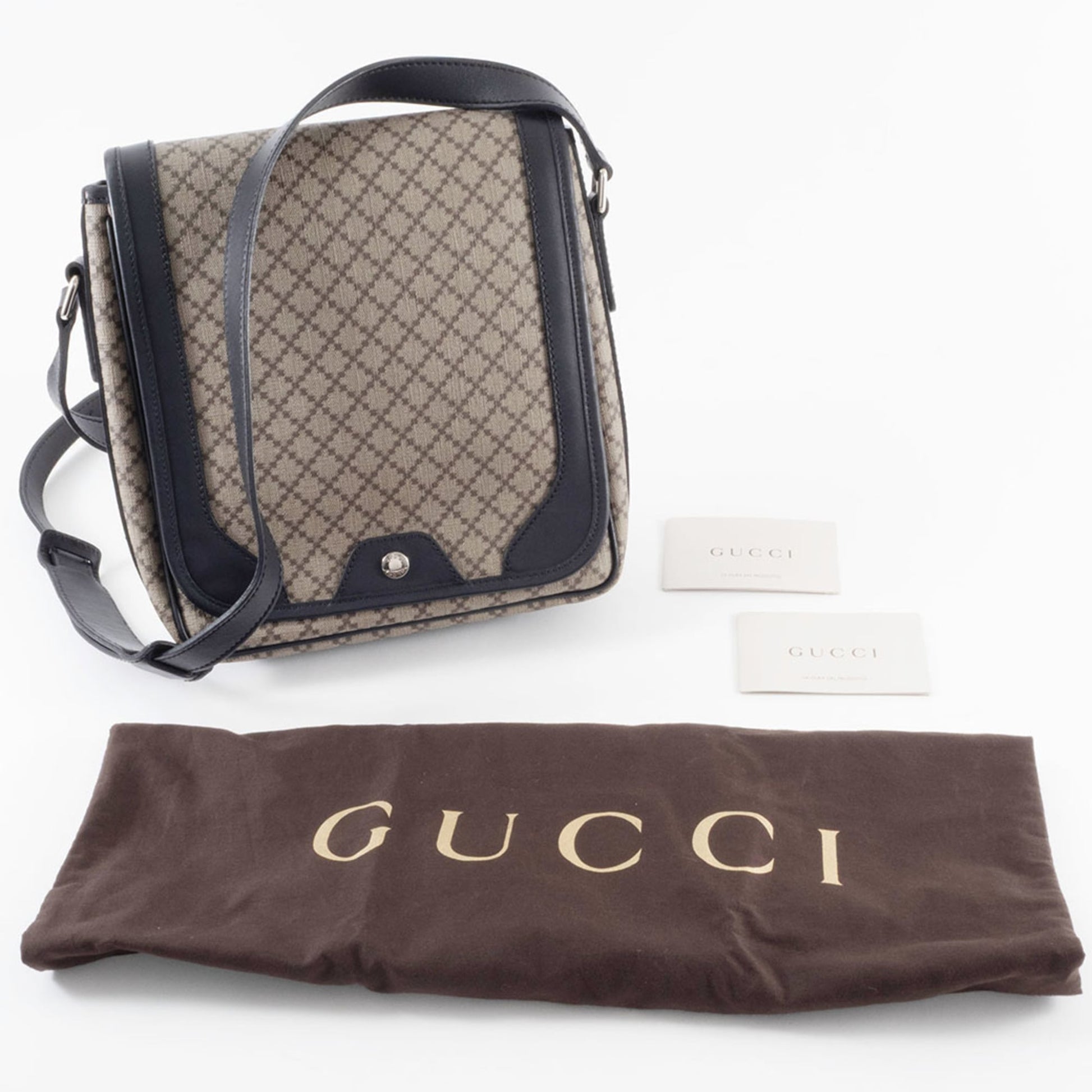 Gucci Beige Black Pvc Leather Shoulder Bag