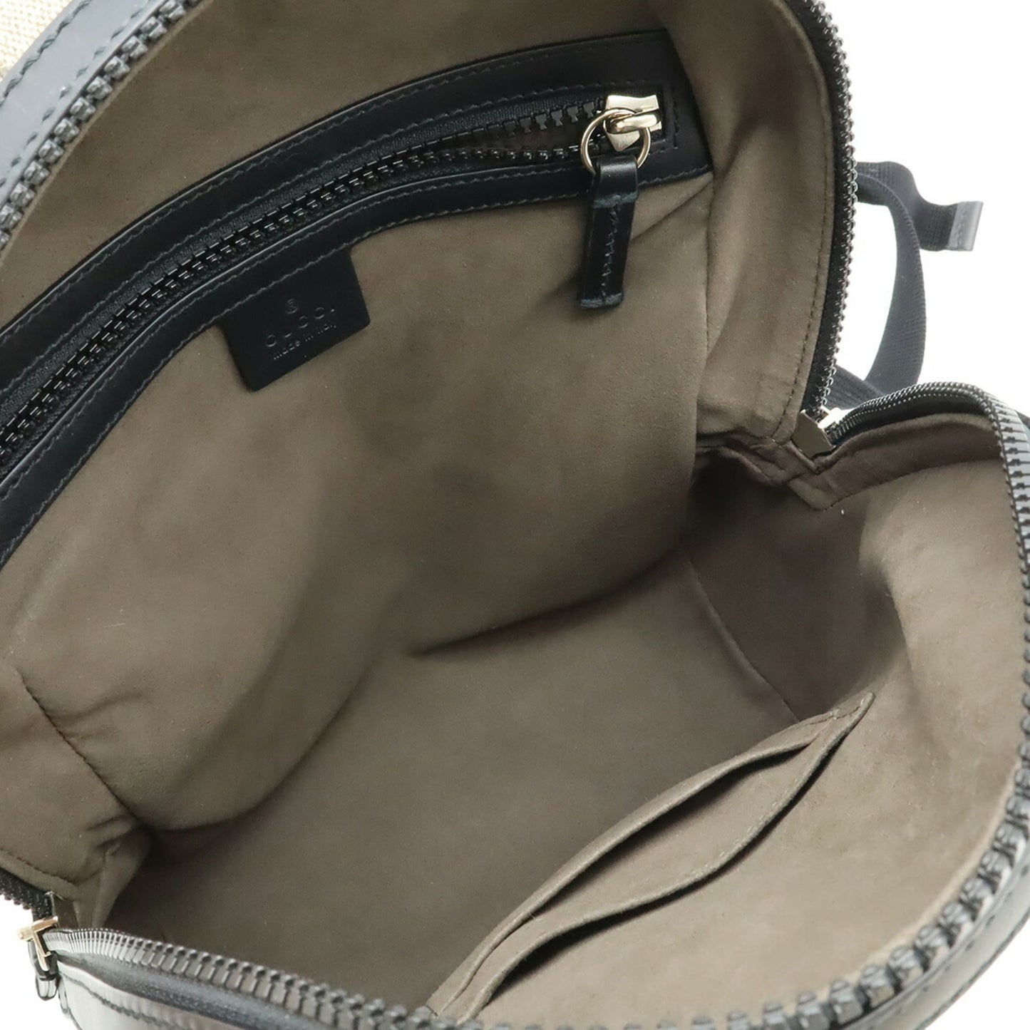 Gucci Beige Black Gg Supreme Canvas Leather Backpack