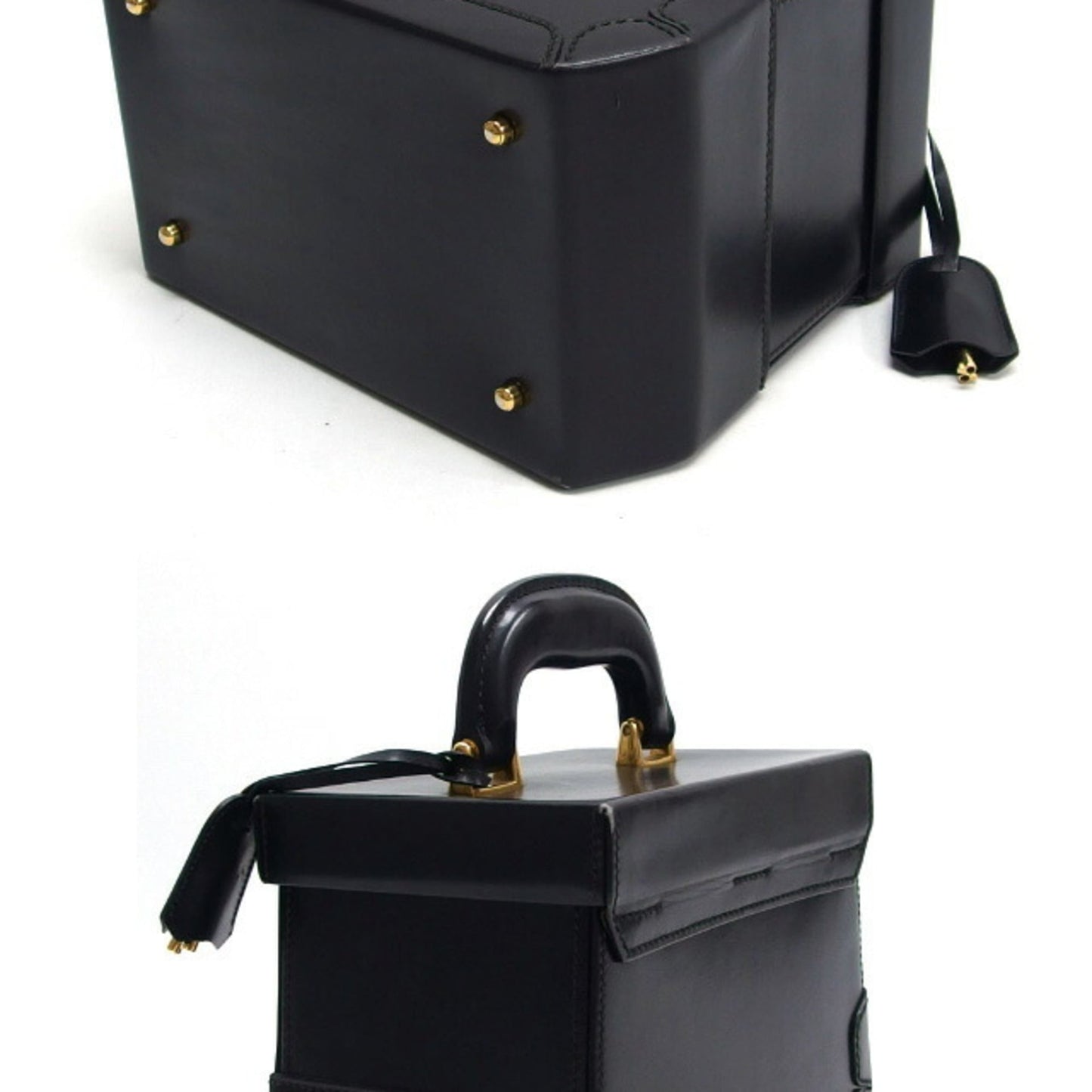 Gucci Black Leather Handbag Vanity Bag