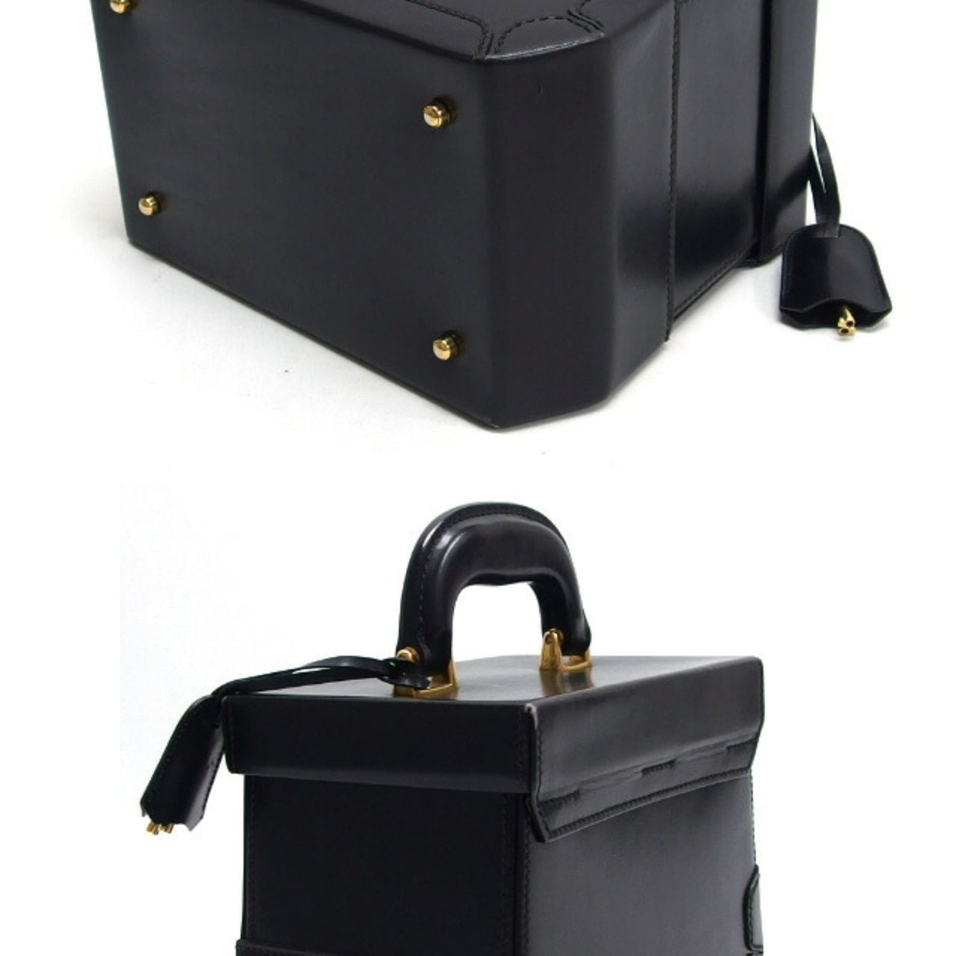 Gucci Black Leather Handbag Vanity Bag
