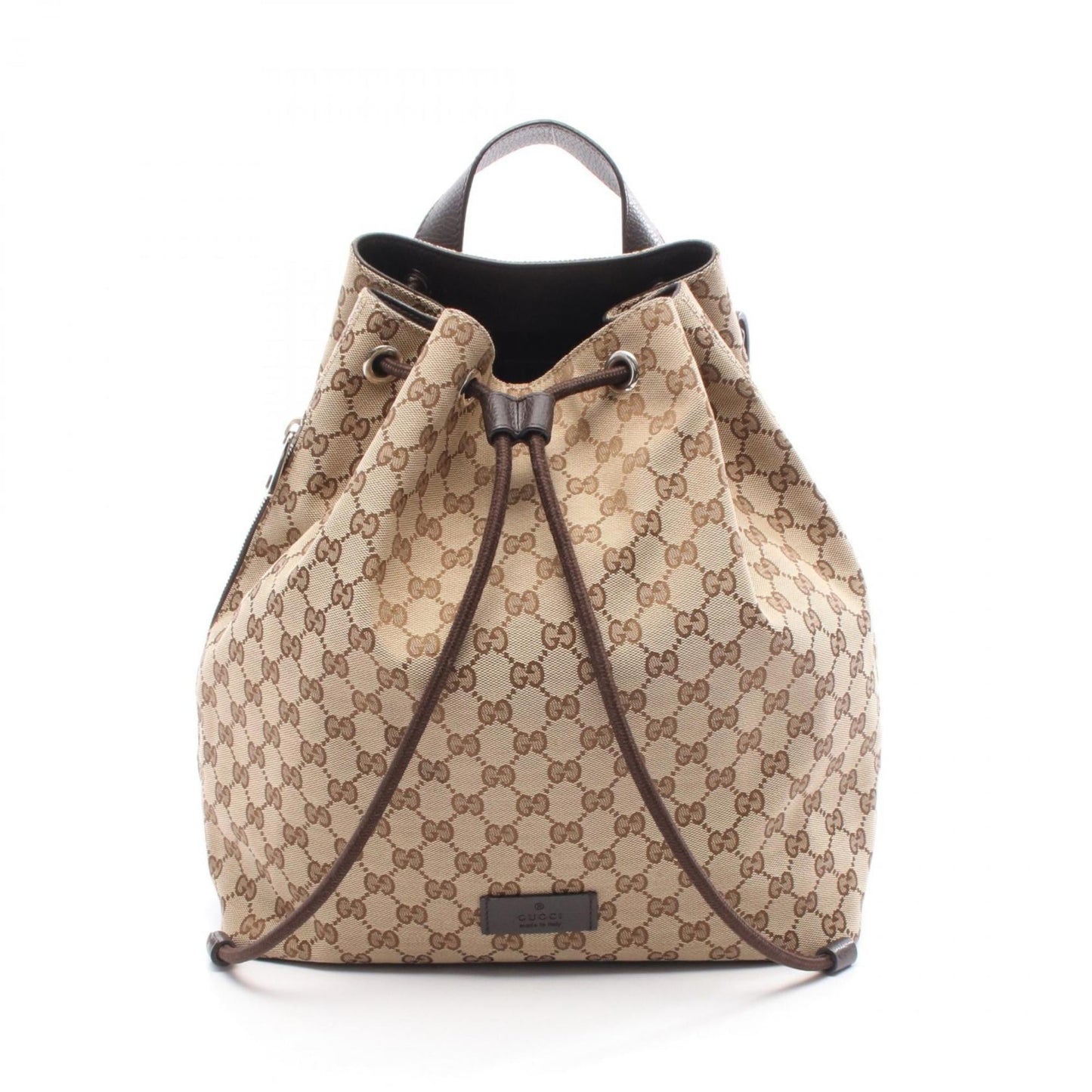 Gucci Beige Brown Gg Canvas Leather Backpack