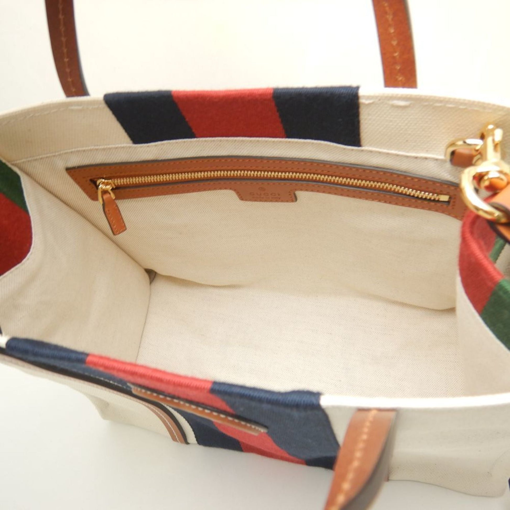 Gucci Brown Ivory Canvas Tote Bag