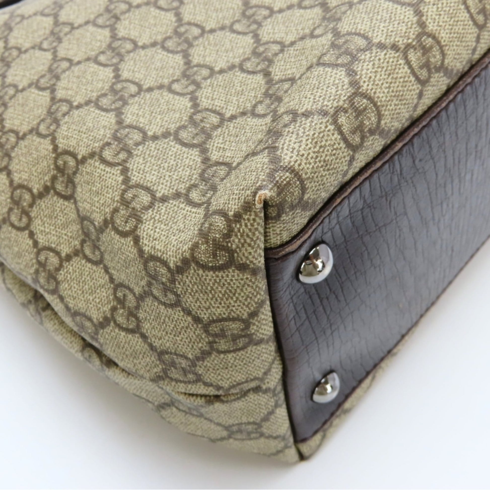 Gucci Beige Brown Gg Supreme Leather Tote Bag