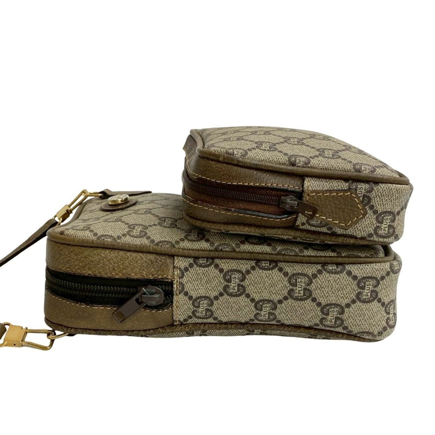Gucci Brown Leather Pvc Pochette Shoulder Bag