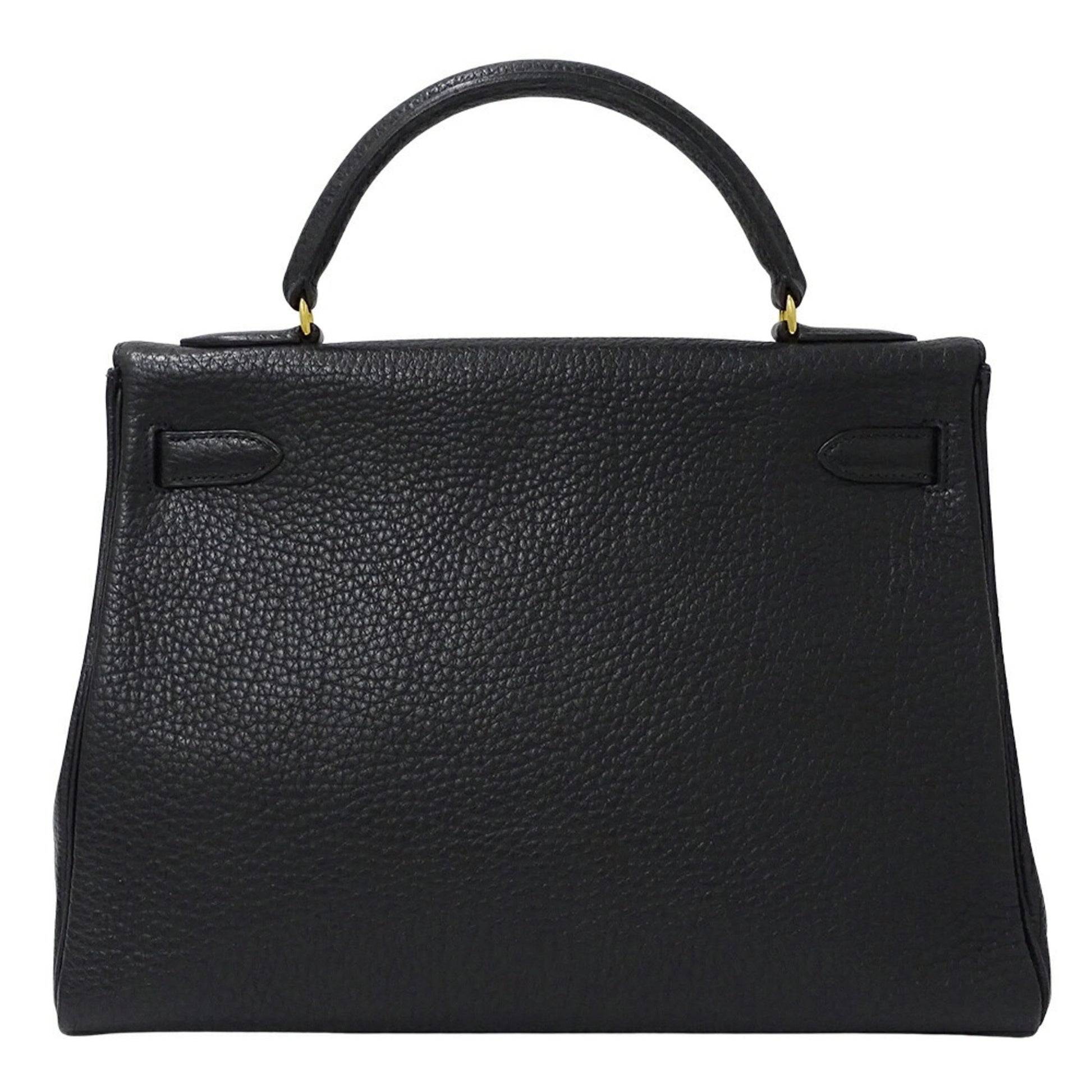 Hermes Kelly Togo Handbag Shoulder Bag Leather Black White