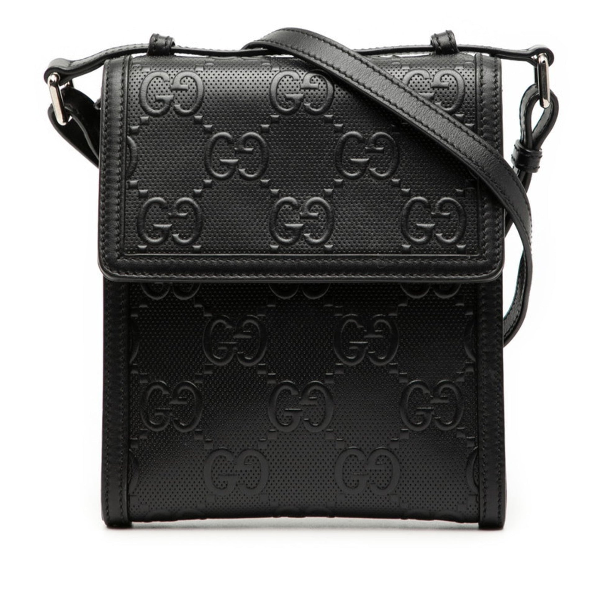 Gucci Black Leather Pvc Shoulder Bag