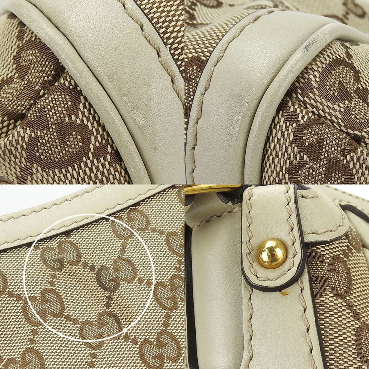 Gucci Gg Canvas Beige Gg Canvas Leather Shoulder Bag