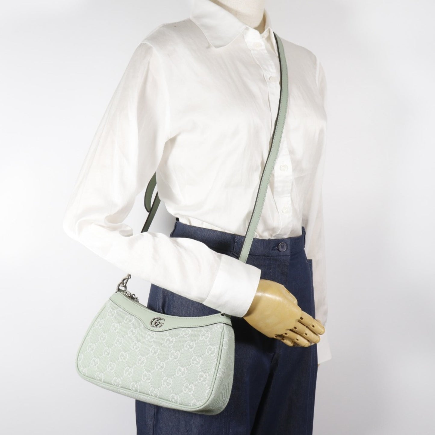 Gucci Green Pale Green Gg Canvas Shoulder Bag