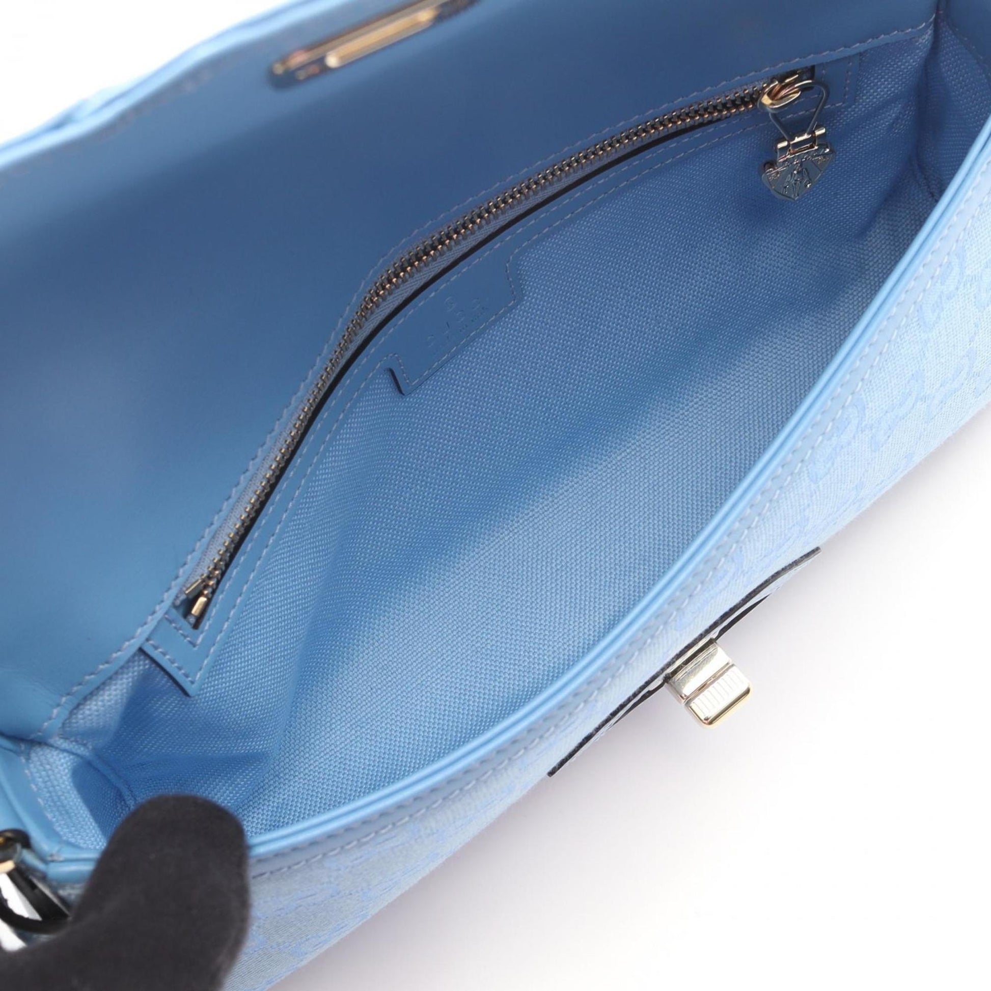 Gucci Blue Canvas Leather Shoulder Bag