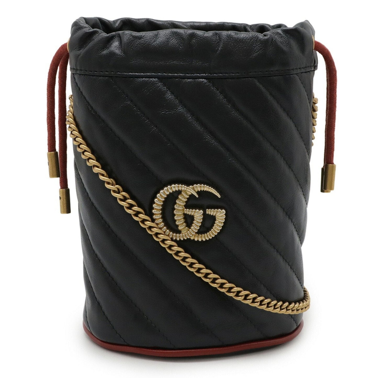 Gucci Gg Marmont Black Red Color Leather Shoulder Bag