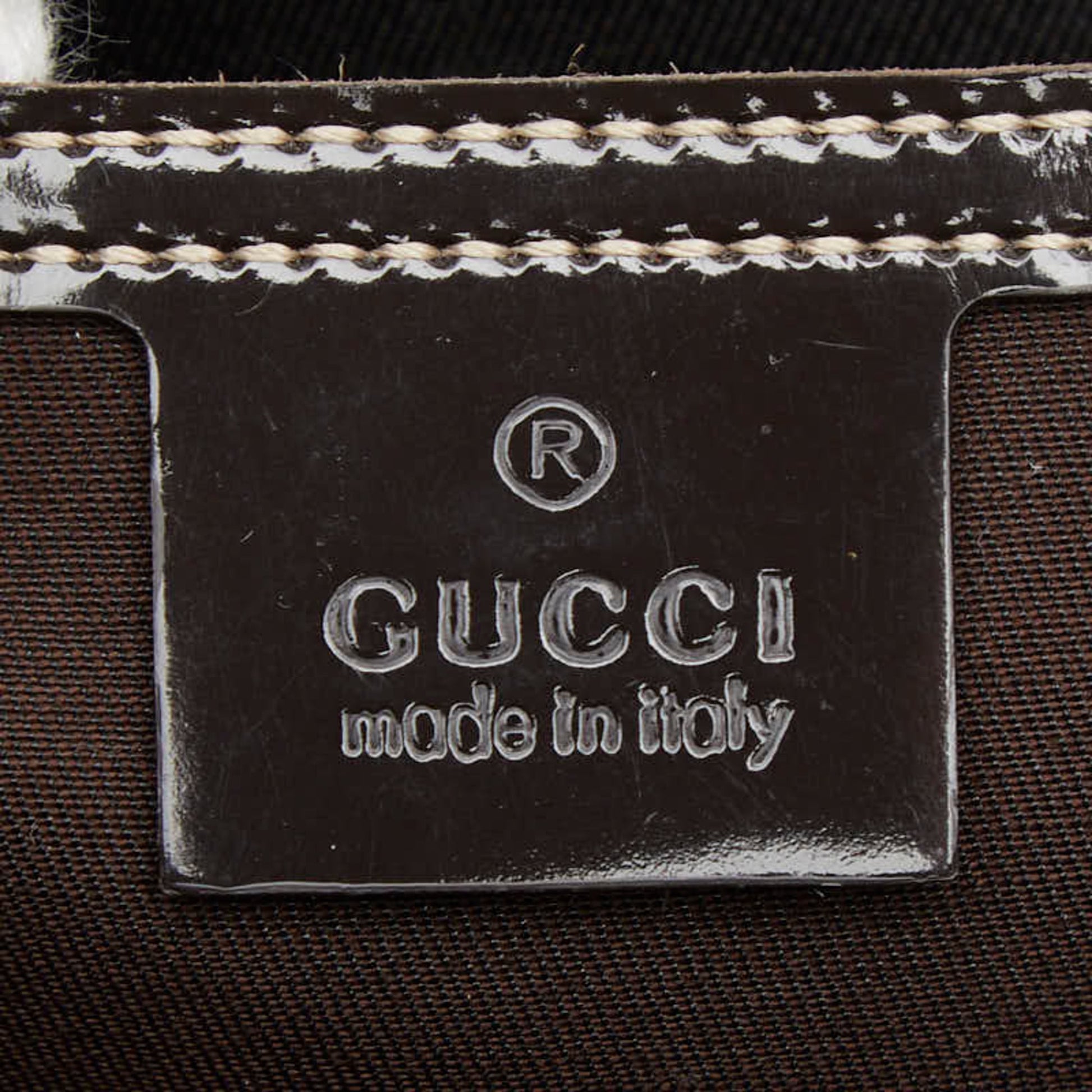 Gucci Beige Brown Pvc Leather Handbag Tote Bag