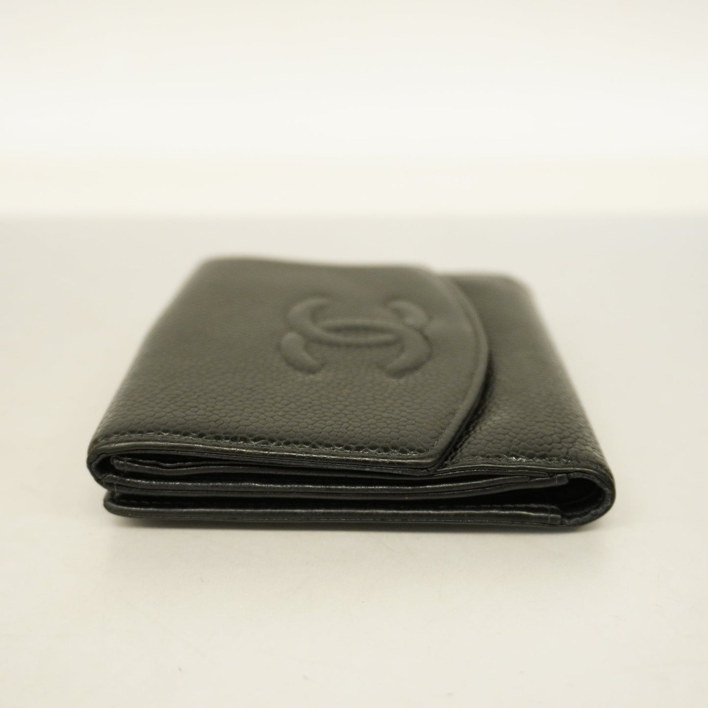 Chanel[3cc2369]   wallet caviar skin black gold metal