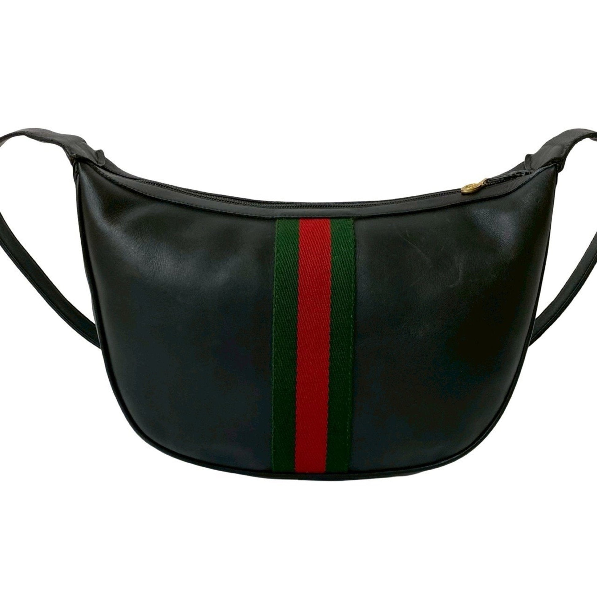 Gucci Black Green Red Color Leather Pochette Shoulder Bag